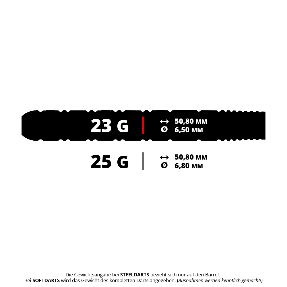 Das Bild zeigt Winmau Lunaris Parallel SwP Steeldarts mit einem Gewicht von 23 Gramm. Der Dartpfeil ist aus Metall und für das Dartspiel geeignet.