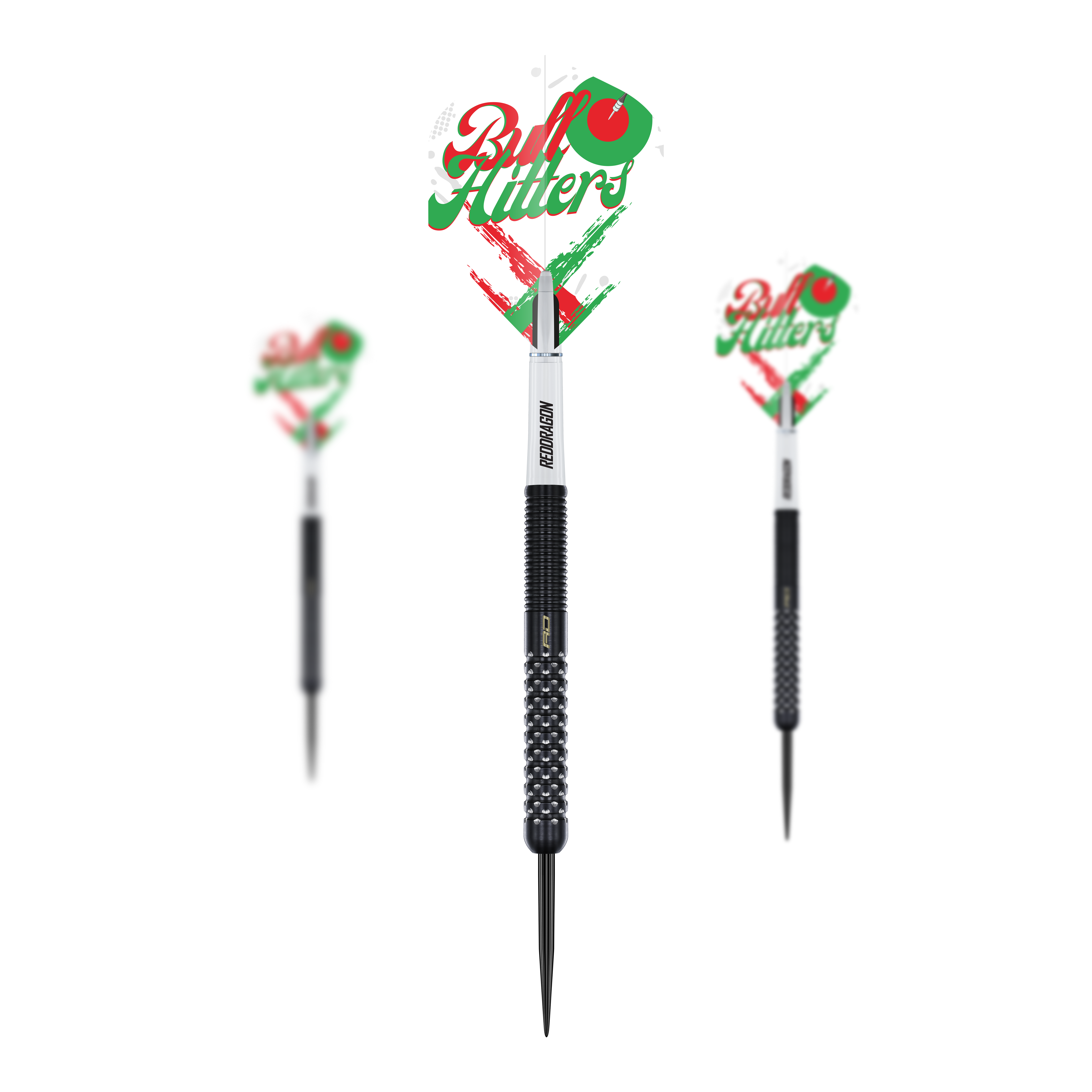 Red Dragon Bullhitters V1 Steeldarts - 23g Das Bild zeigt den Red Dragon Bullhitters V1 Steeldarts - 23g als Set. Es handelt sich um Steeldarts mit einem Gewicht von 23 Gramm.