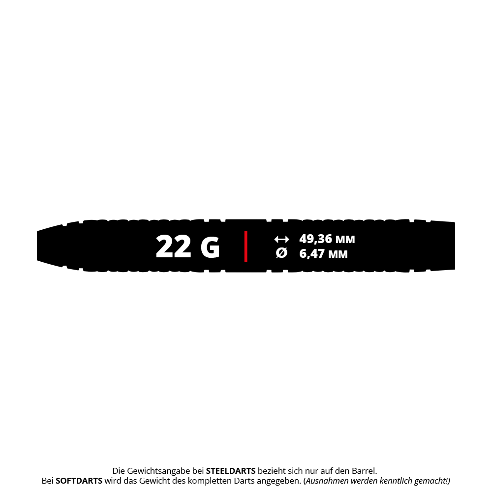 Winmau Team 360 Bradley Van Der Velden Steel Darts - 22g Die Winmau Team 360 Bradley Van Der Velden Steeldarts mit 22g werden gezeigt. Das Bild präsentiert das Design und die Details dieses Dartprodukts.