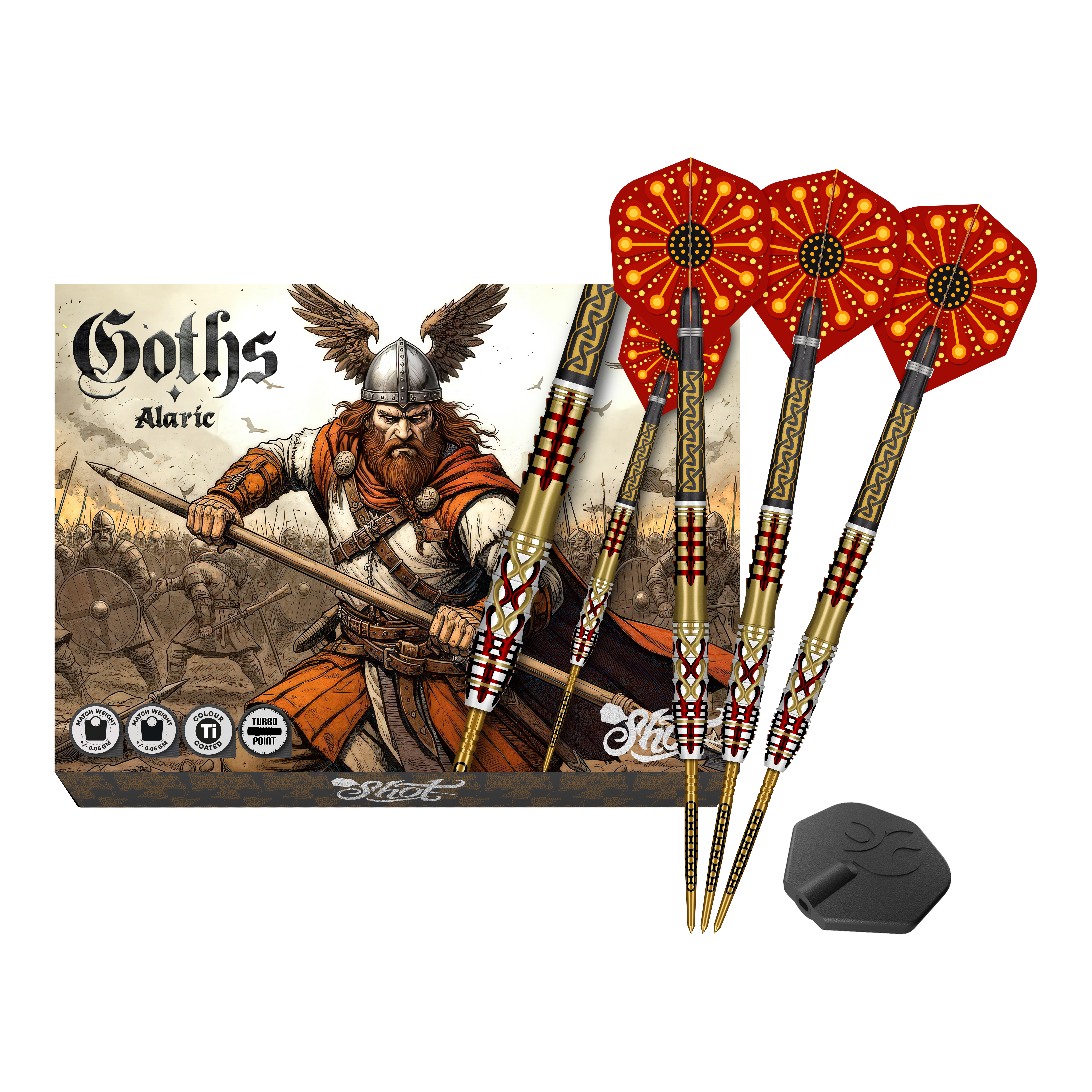 Shot Goths Alaric Turbo Point Steel Darts - 23g Shot Goths Alaric Turbo Point Steel Darts - 23g