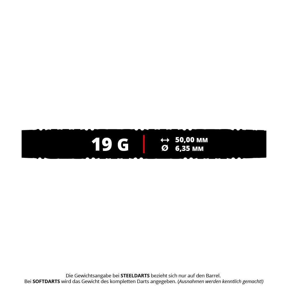 Das Bild zeigt die Target Luke Littler Edge Softdarts - 19g. Die Darts sind deutlich mit ihrer speziellen Gestaltung zu erkennen.