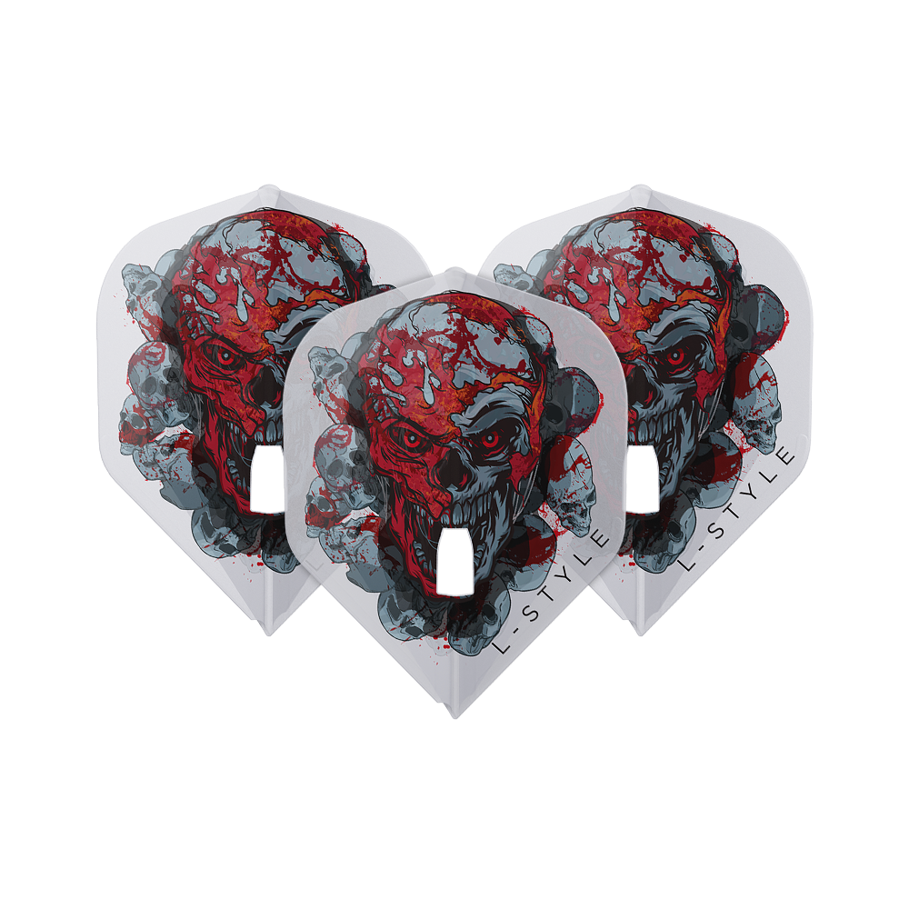 Abgebildet sind die L-Style Ryan Searle Signature V4 Clear White L1PRO Flights. Diese Flights sind speziell für Dartspieler entworfen.