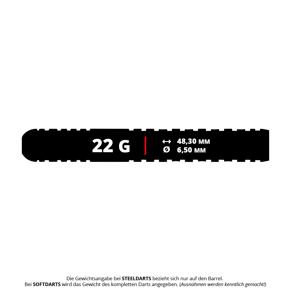 Unicorn Wraith Ross Smith Steeldarts - 22g Unicorn Wraith Ross Smith Steeldarts mit einem Gewicht von 22 Gramm sind abgebildet. Diese Darts bieten Präzision für Steeldartspieler.