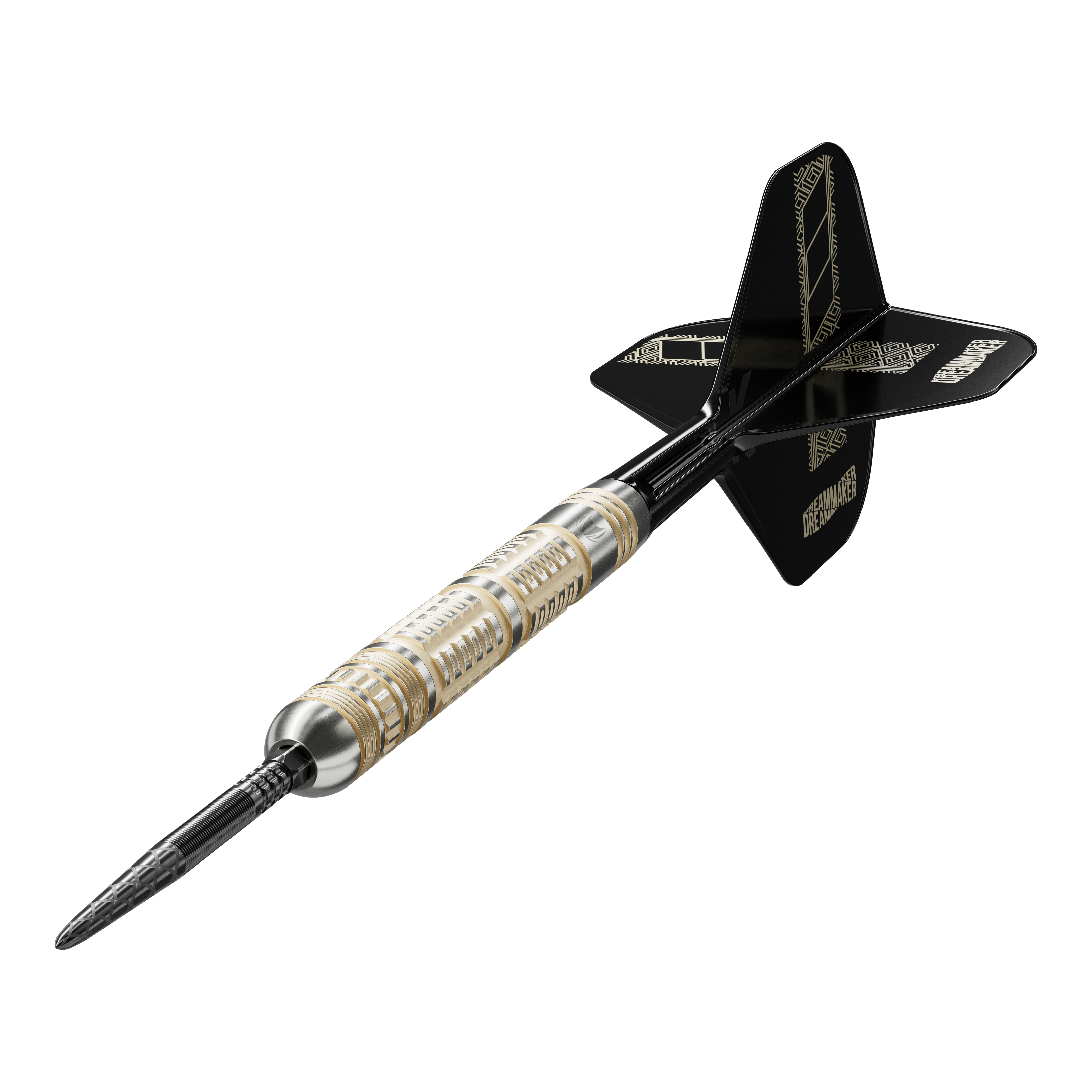 Target Dimitri Van Den Bergh 95K Swiss Point Steel Darts Das Bild zeigt die Target Dimitri Van Den Bergh 95K Swiss Point Steeldarts. Hier sieht man Form und Details der Steeldarts.