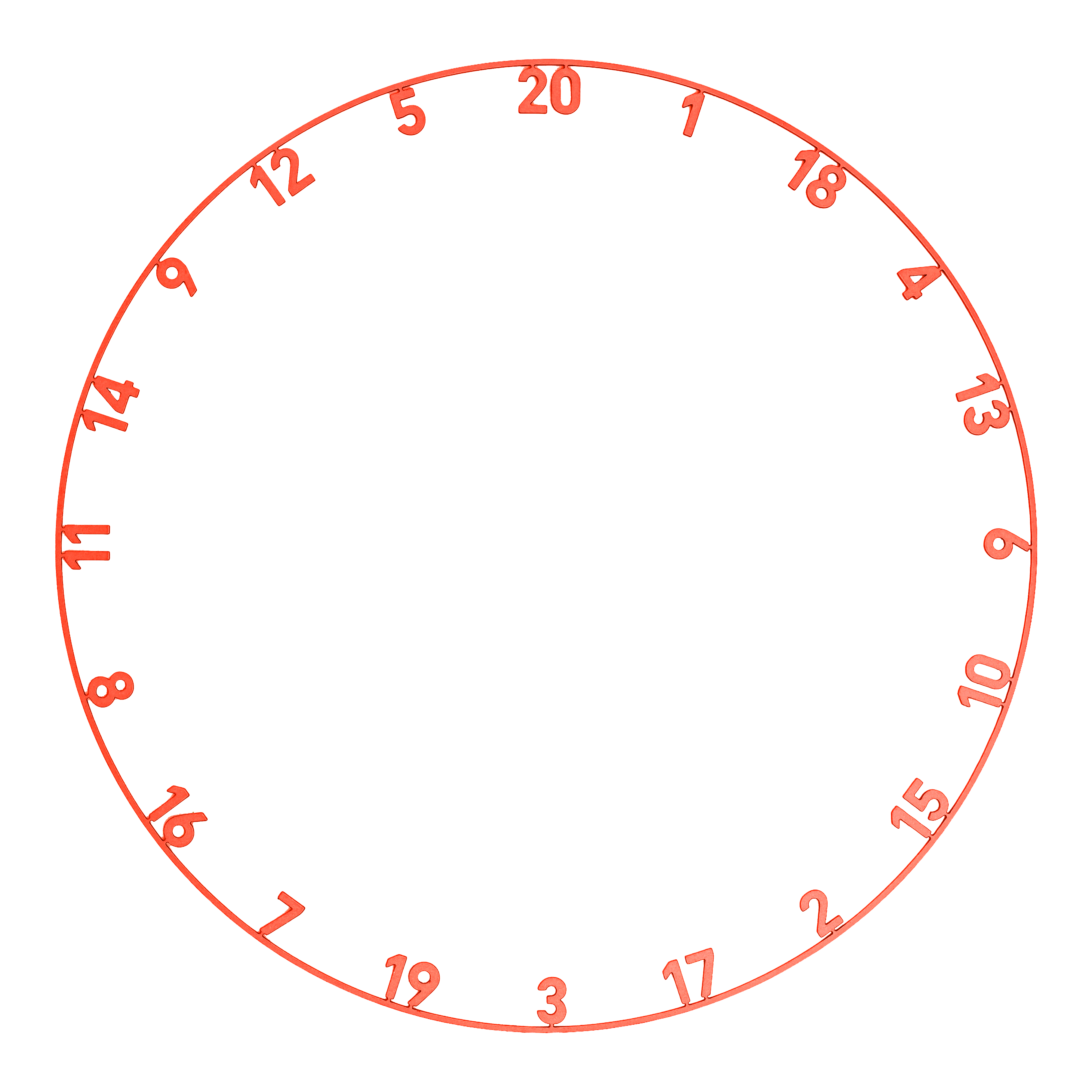 Precise 180 OnePiece Lasercut Number Ring Das Bild zeigt einen Zahlenring mit Lasercut-Design in Inferno Red. Dieses Zubehör gehört zum Darts-Sport.