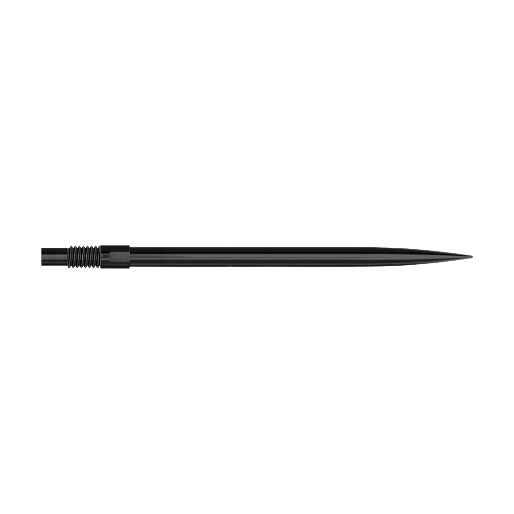 Harrows Quick Point Dart Tips - Black Schwarze Dartspitzen mit einer Länge von 40 mm sind zu sehen. Sie liegen sortiert auf einer hellen Fläche.