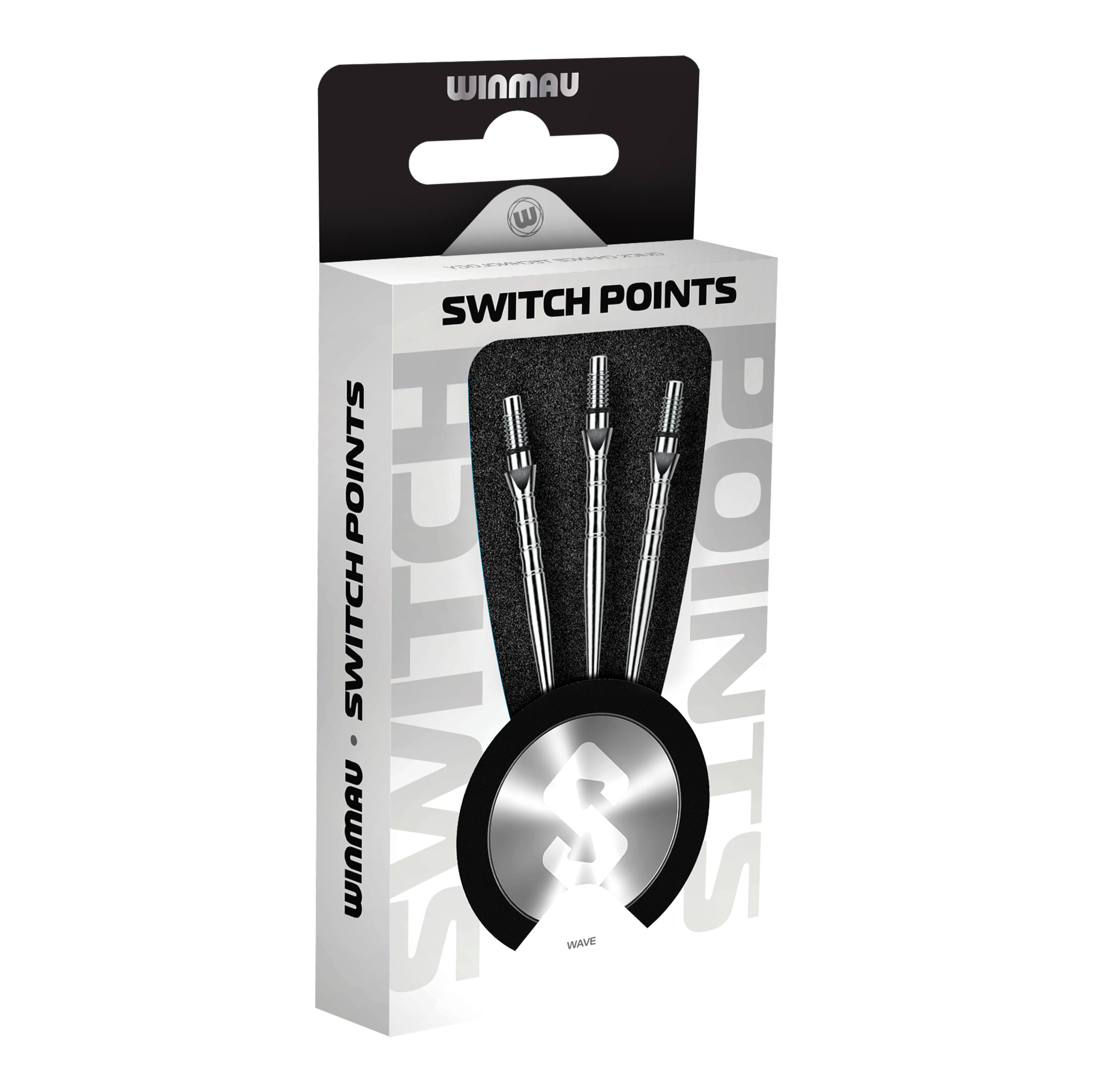 Abgebildet sind die Winmau Switch Point Wave Steeldartspitzen im Silver Effect. Die Spitze ist für Dartpfeile geeignet und sorgt für einen besonderen Look.