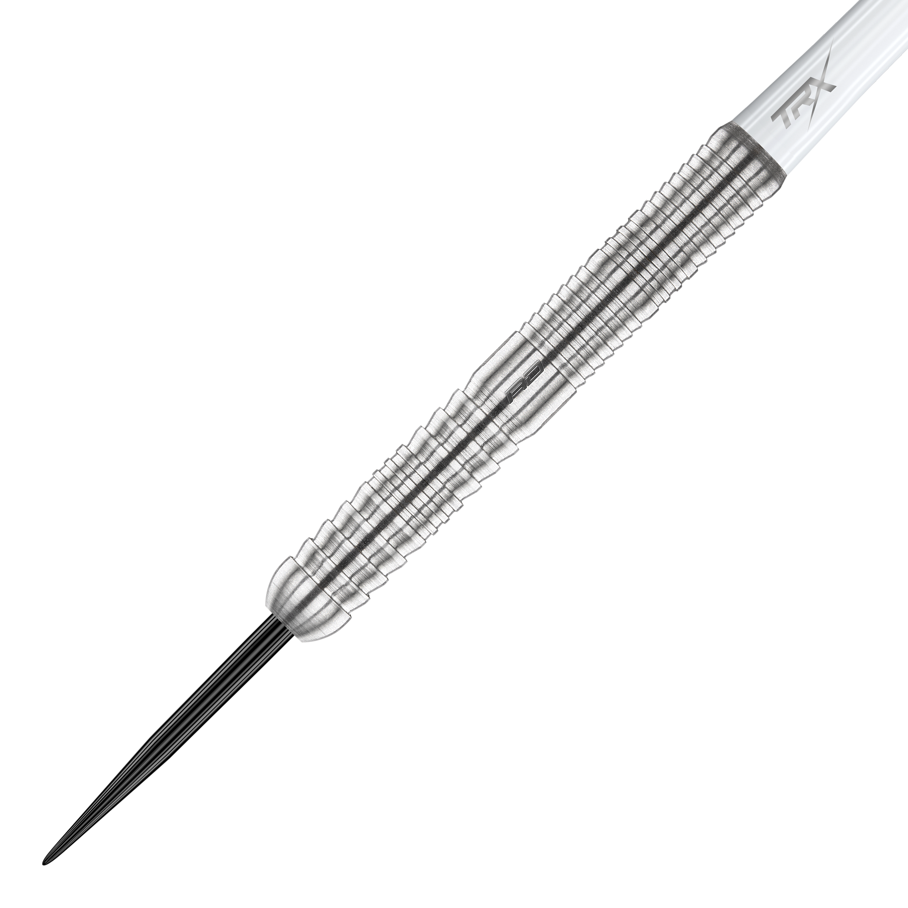 Red Dragon Seren 1 Pure Steeldarts Das Bild zeigt einen einzelnen Red Dragon Seren 1 Pure Steeldart. Der Dartpfeil besteht aus silbernem Metall mit fein gearbeiteten Rillen für besseren Halt.