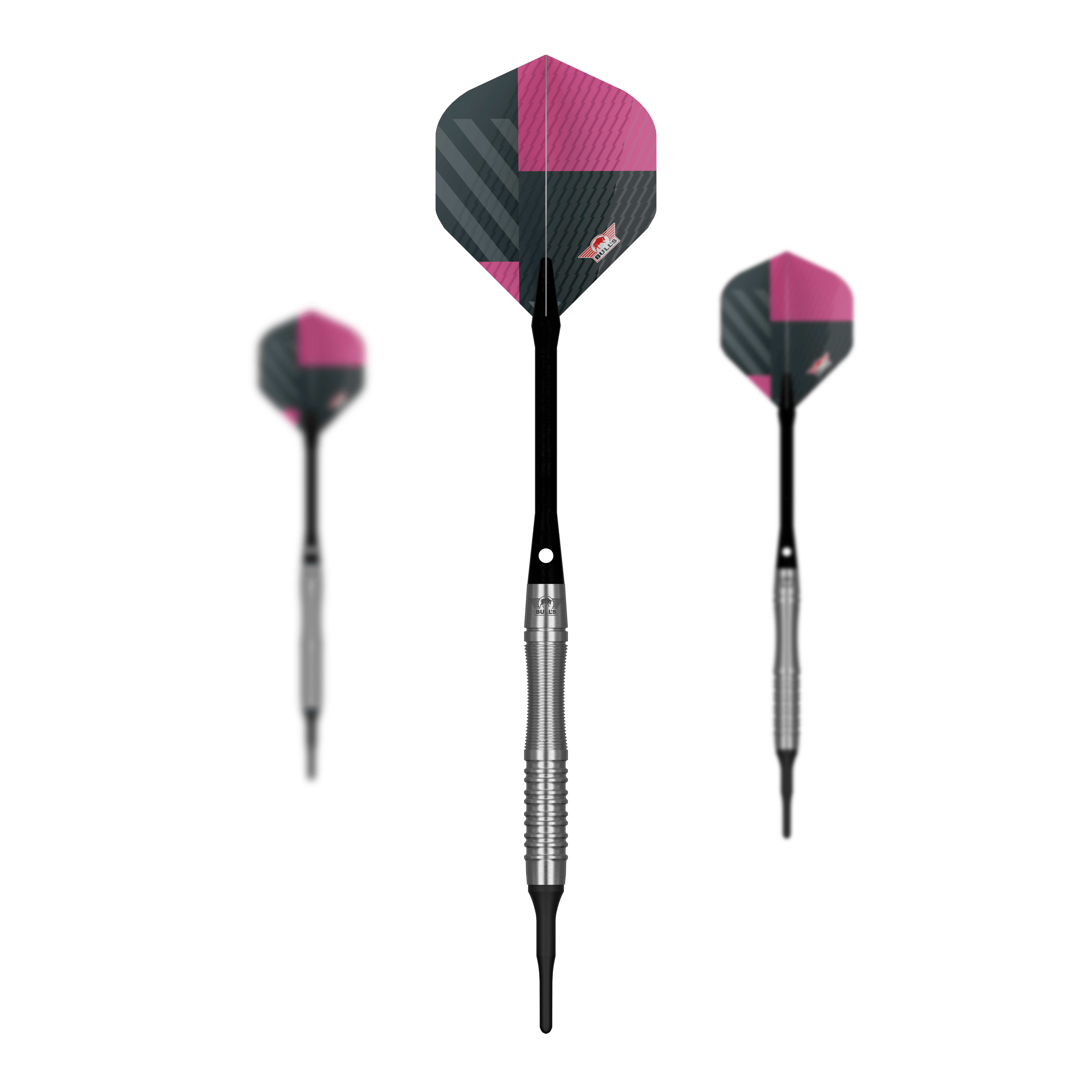 Bulls NL Volt Pink Soft Darts - 19g Zu sehen ist ein Set Bulls NL Volt Pink Softdarts - 19g. Mehrere Pfeile sind enthalten.