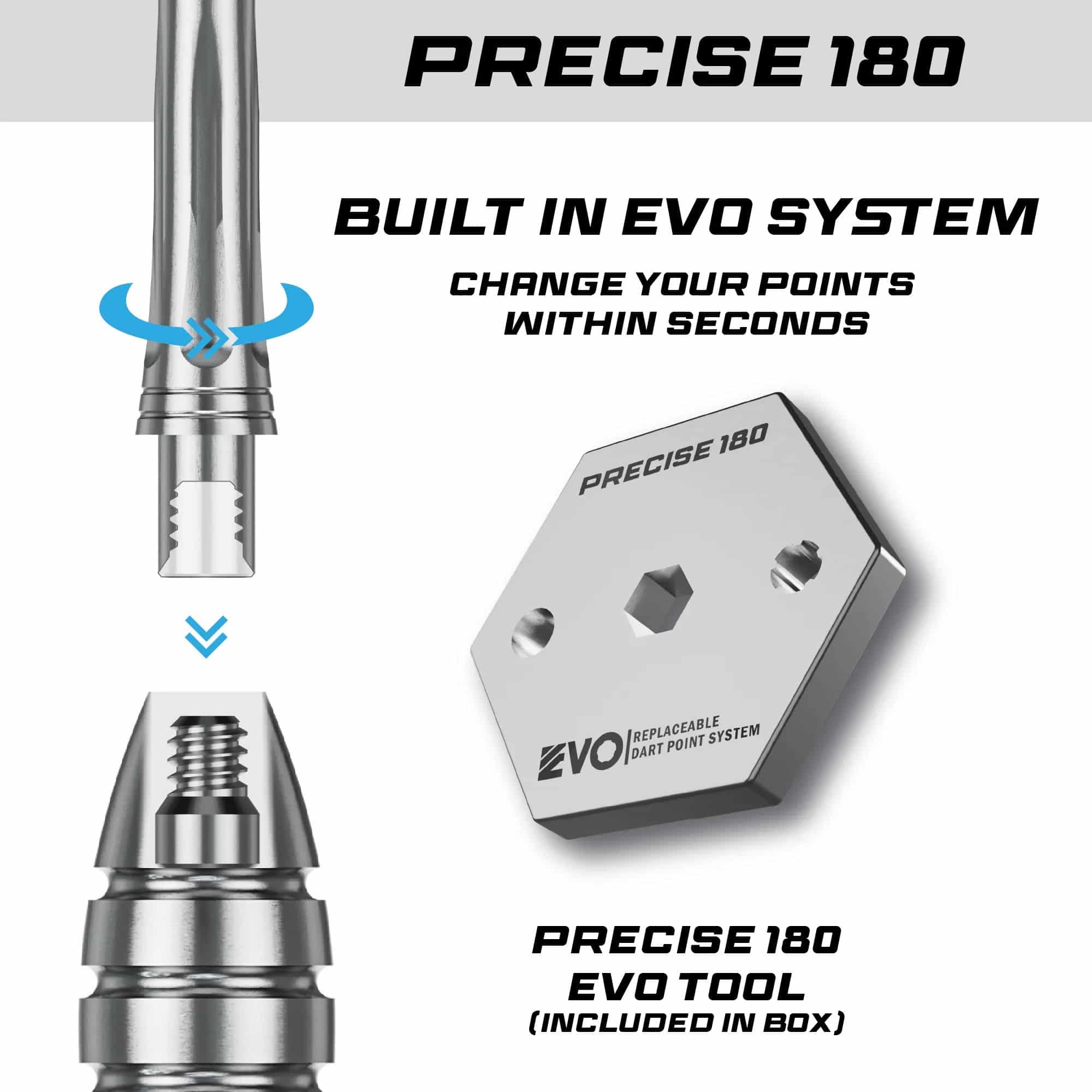 Precise 180 Ricardo Pietreczko GEN1 Steeldarts sind auf diesem Bild abgebildet. Diese Steeldarts sind optimal für präzises Werfen.