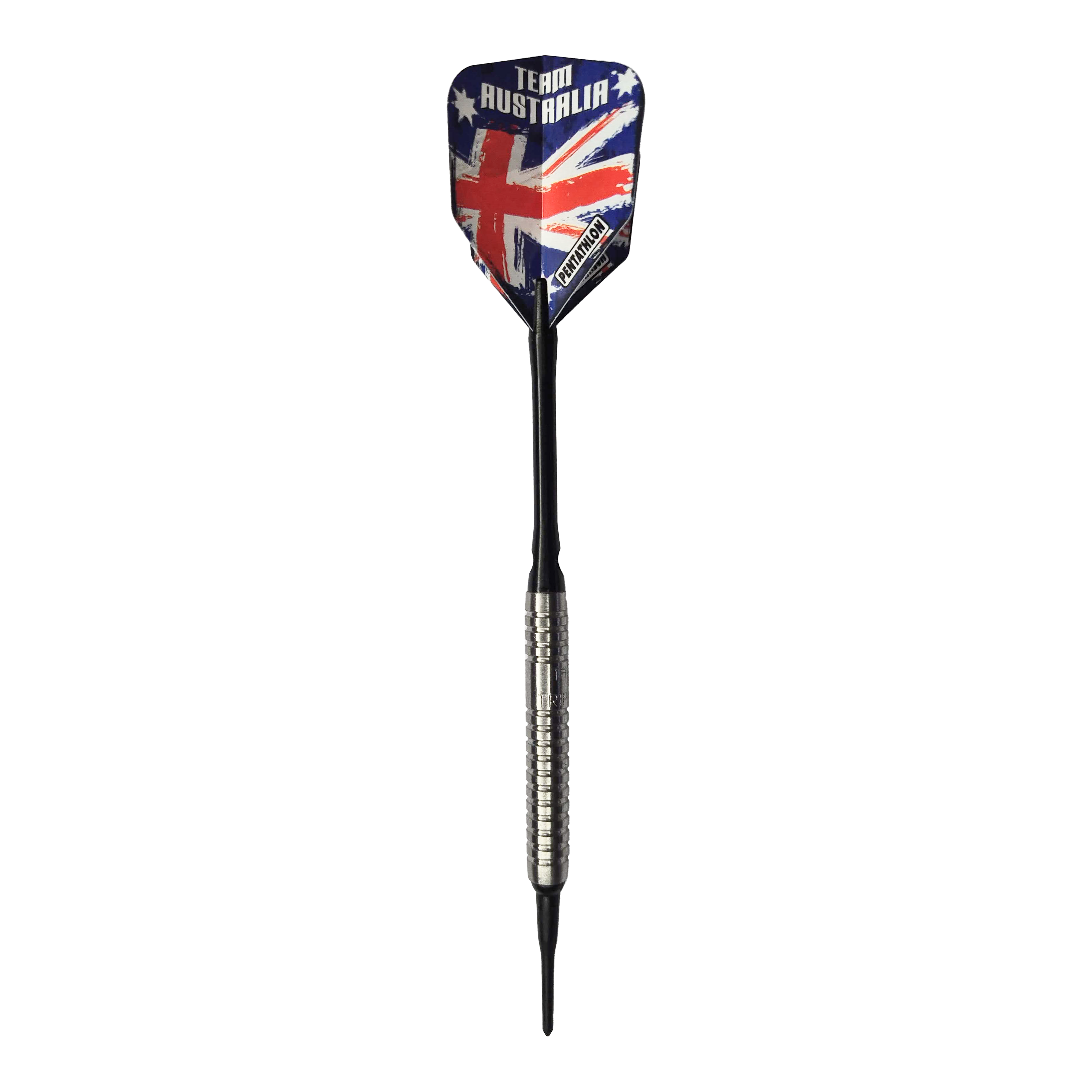 McDart 85 Tungsten V5 Soft Darts - 16g Auf dem Bild ist ein Softdart namens "McDart 85er Tungsten V5" mit einem Gewicht von 16g zu sehen. Der Flight zeigt das Design der australischen Flagge und die Aufschrift "Team Australia".
