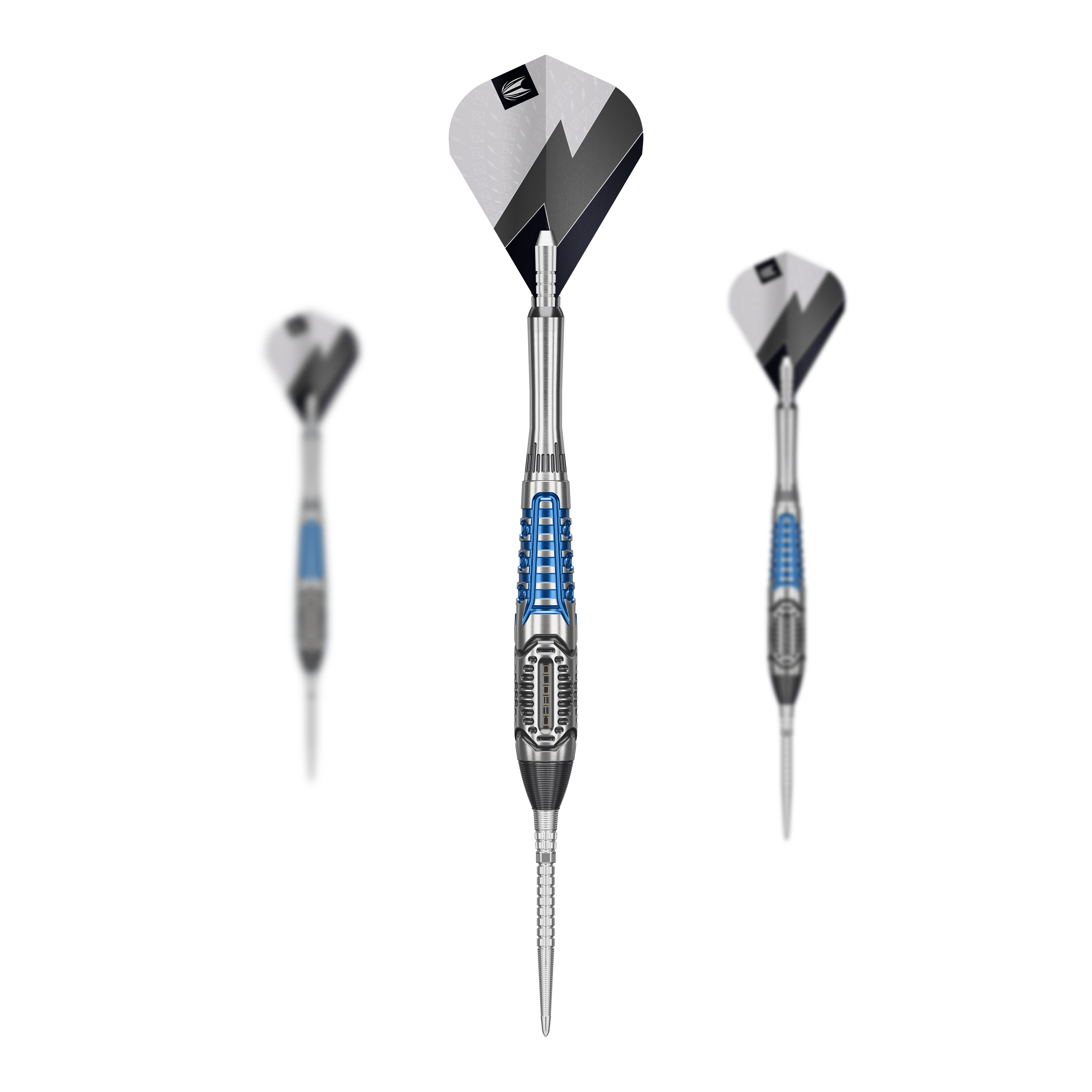 Target Phil Taylor Power X Chrono Swiss Points steel darts Das Bild zeigt die Target Phil Taylor Power X Chrono Swiss Points Steeldarts. Gezeigt wird ein Satz Darts mit spezieller Gestaltung.