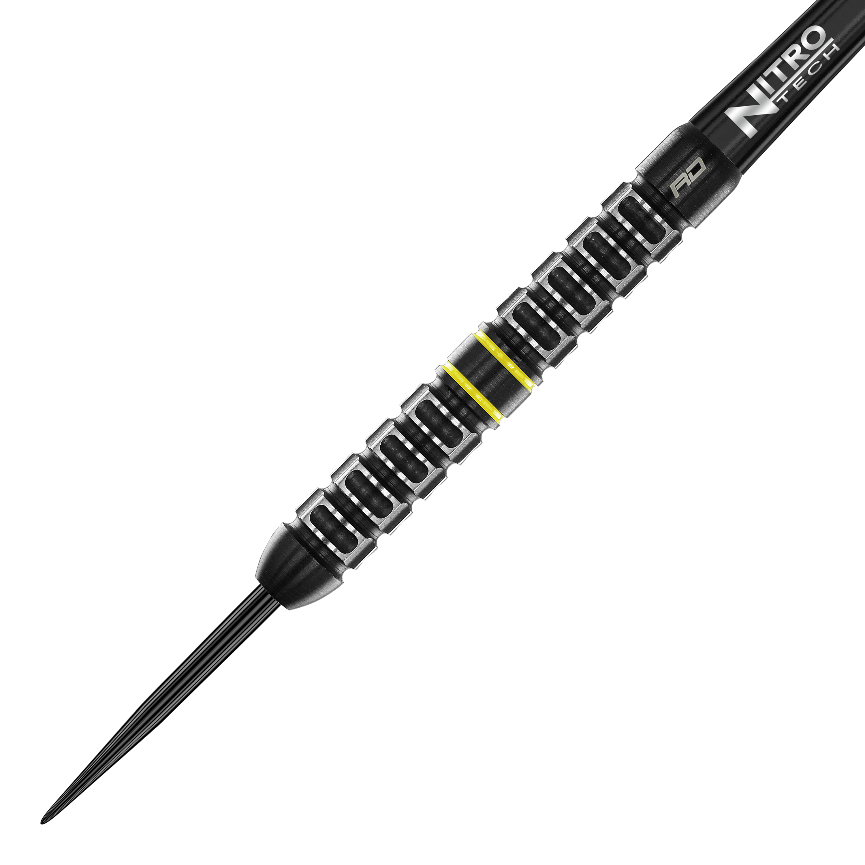 Red Dragon Astraeus Q4X Parallel Steeldarts Der Red Dragon Astraeus Q4X Parallel Steeldart hat ein schwarzes, geriffeltes Design mit silbernen und gelben Akzenten. Er wirkt hochwertig verarbeitet und ist für präzises Werfen ausgelegt.