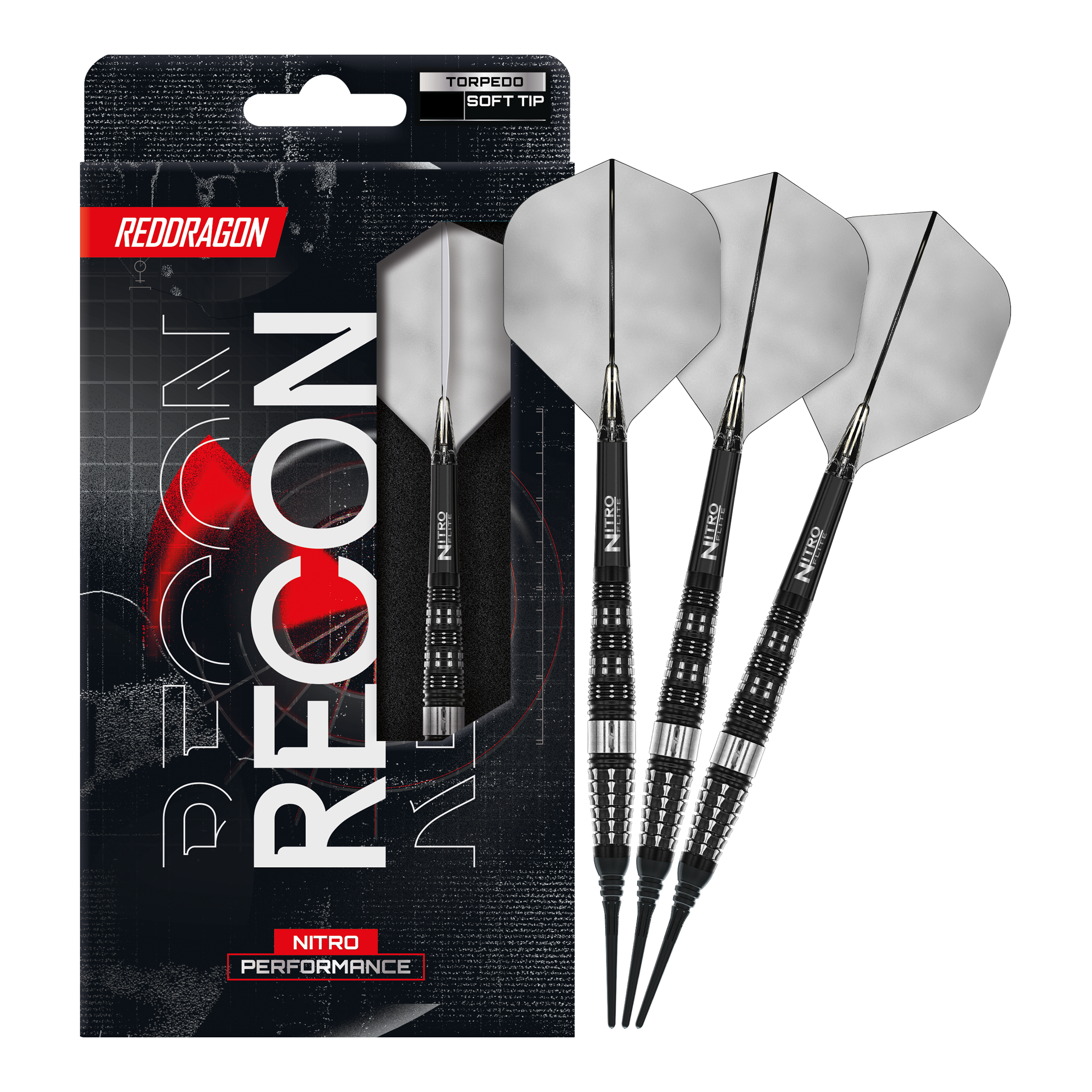 Red Dragon Recon Torpedo Soft Darts - 20g Hier sind Red Dragon Recon Torpedo Softdarts - 20g vollständig abgebildet. Das Set ist ideal für Softdartspieler und wirkt professionell.