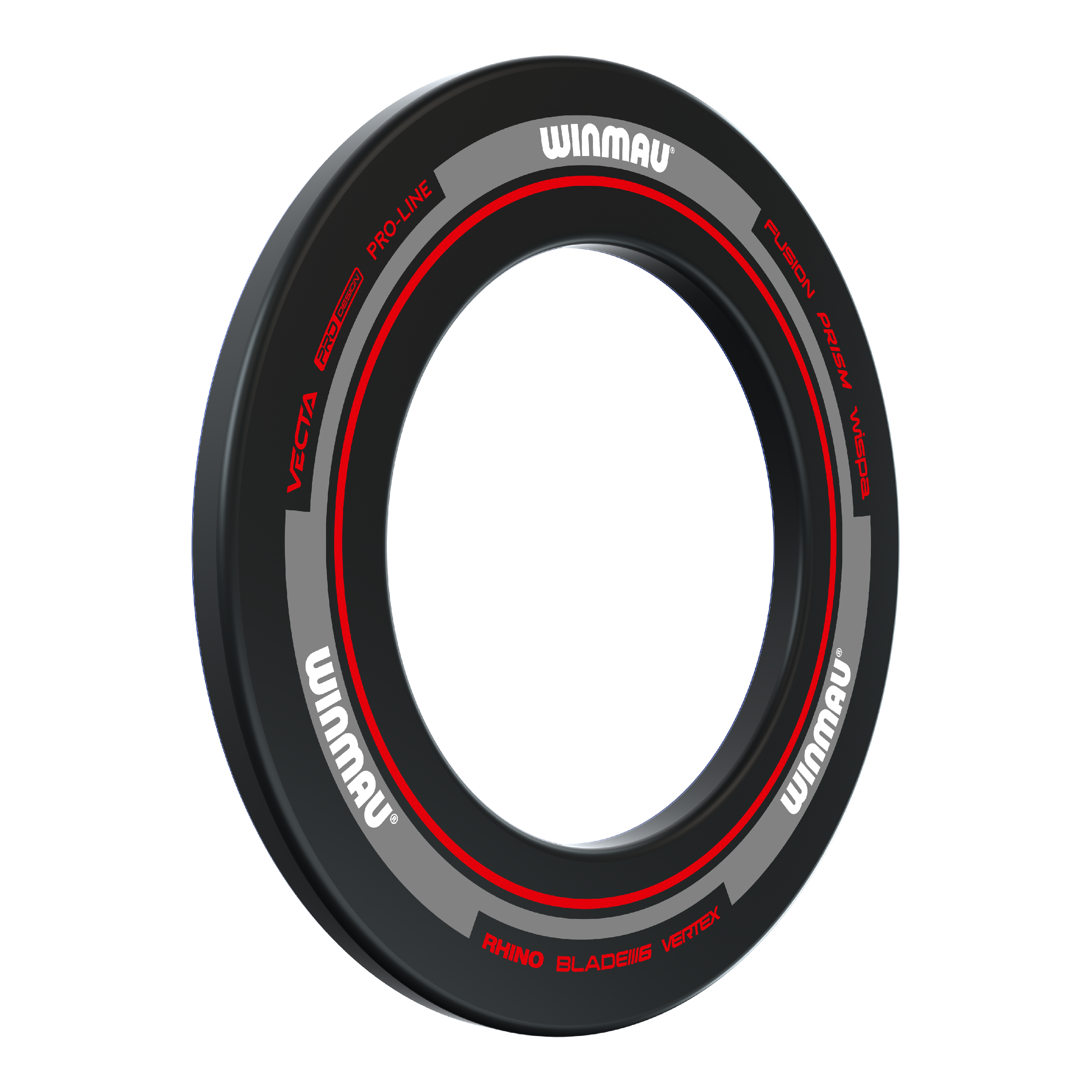 Winmau Advance Dartboard Surround - Black Red Das Bild zeigt den Winmau Advance Dartboard Surround in Schwarz und Rot. Der Surround ist rund und schützt die Wand um die Dartscheibe.