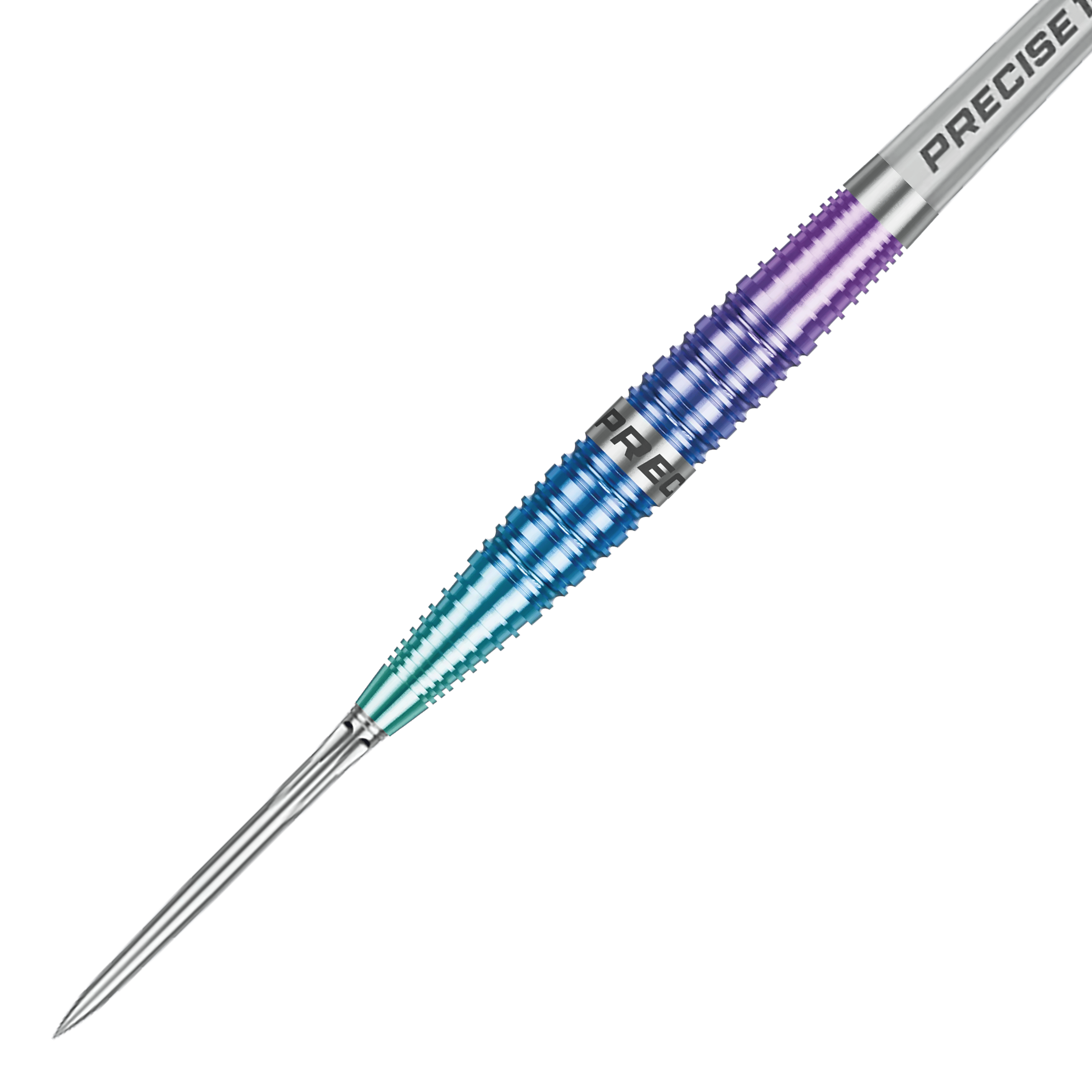 Precise 180 Northern Lights steel darts Das Bild zeigt einen weiteren Blick auf die Precise 180 Northern Lights Steeldarts. Die Farben und die Form der Darts sind deutlich erkennbar.
