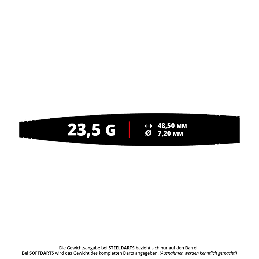 Caliburn Chord C2 steel darts - 23.5g Abgebildet ist der Caliburn Chord C2 Steeldart mit einem Gewicht von 23,5g. Der Dart eignet sich für ambitionierte Spieler und hat ein schlankes Design.