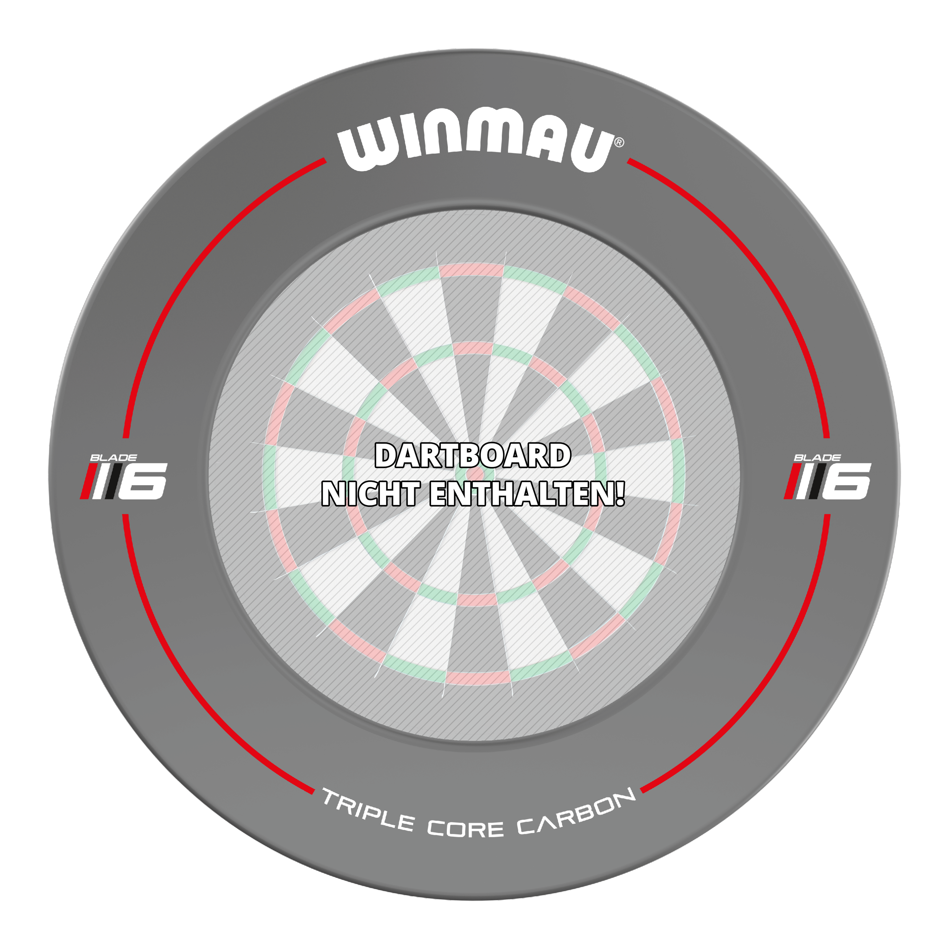 Winmau Blade 6 Design Dartboard Surround - Grau Das Bild zeigt einen grauen Winmau Blade 6 Dartboard Surround. In der Mitte steht: "Dartboard nicht enthalten!"