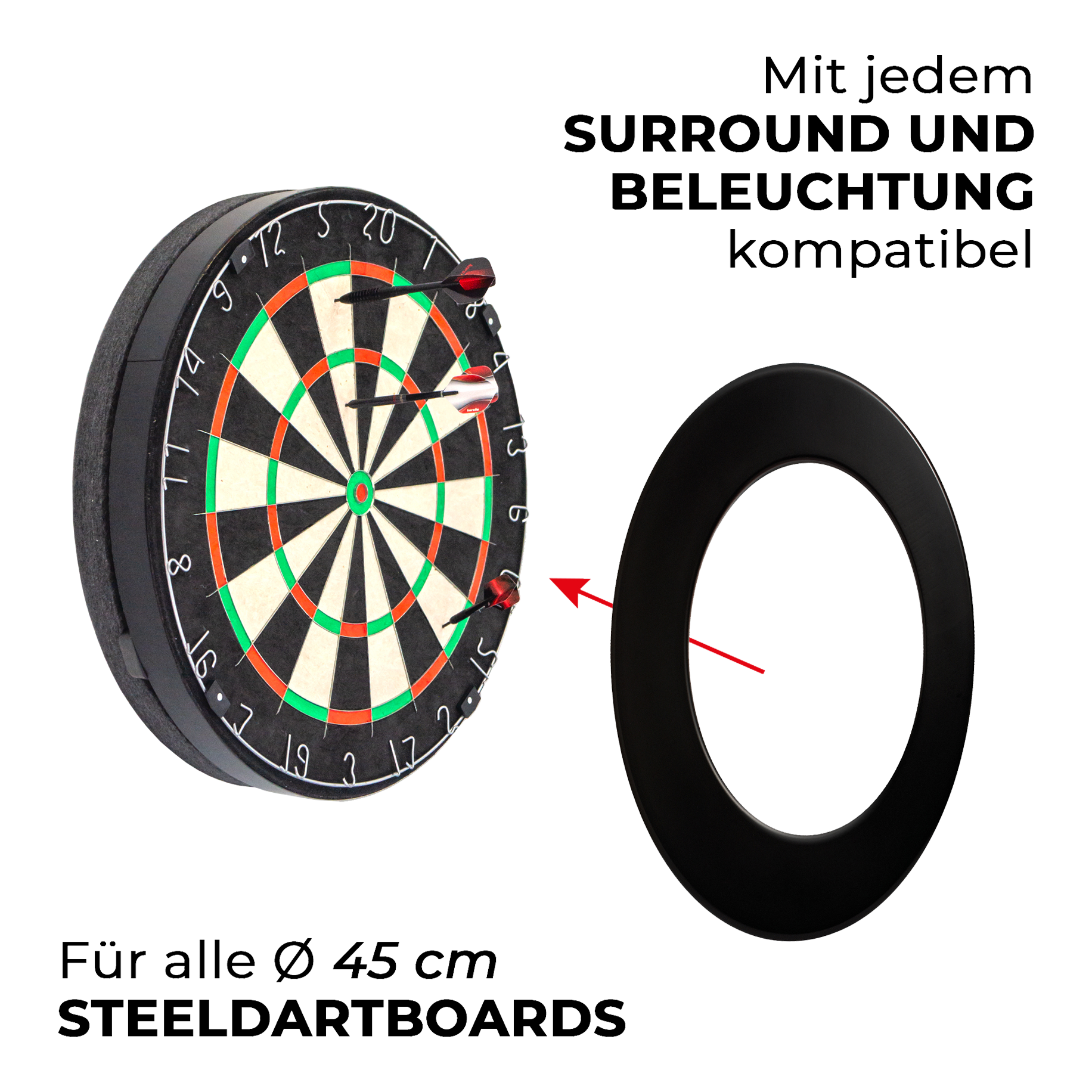 Compact soundproofing Karella for steel dartboards Dies ist der kompakte Schallschutz Karella für Steeldartboards. Der Schallschutz hilft, den Lärm beim Dartspiel zu verringern.