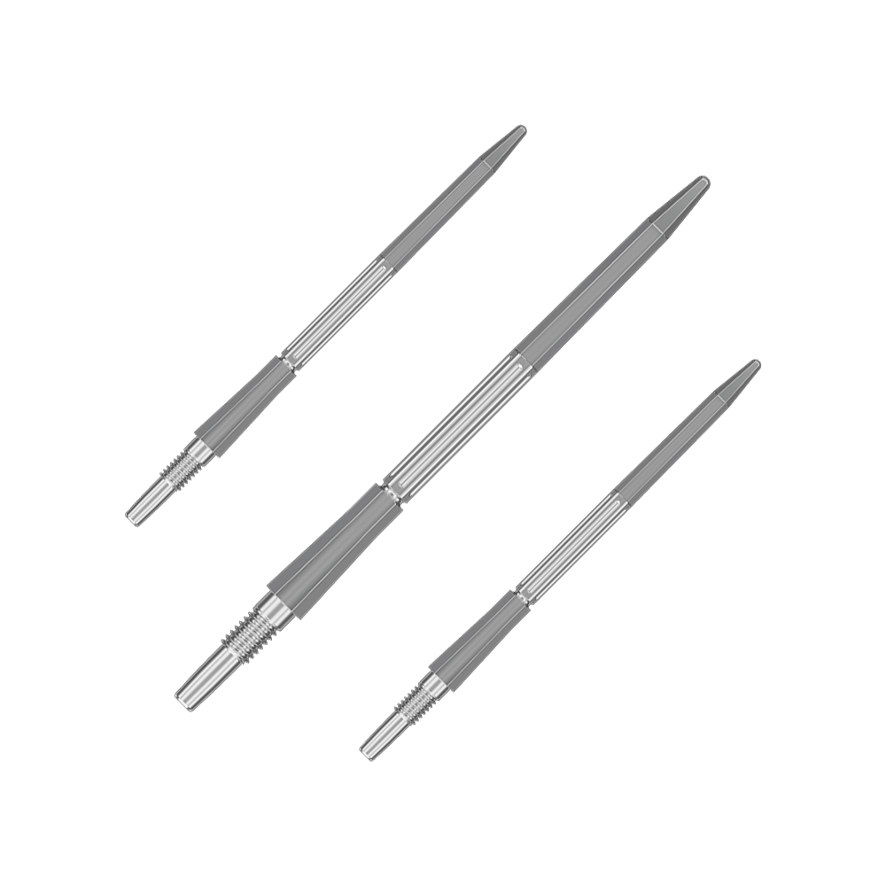 Target Elysian Archetype 43 Swiss Point Steel Dart Tips - Silver Das Bild zeigt ein Set der Target Elysian Archetype 43 SwissPoint Dartspitzen in Silber mit 42 mm Länge. Die Spitzen sind geeignet für professionelle Dartspiele.