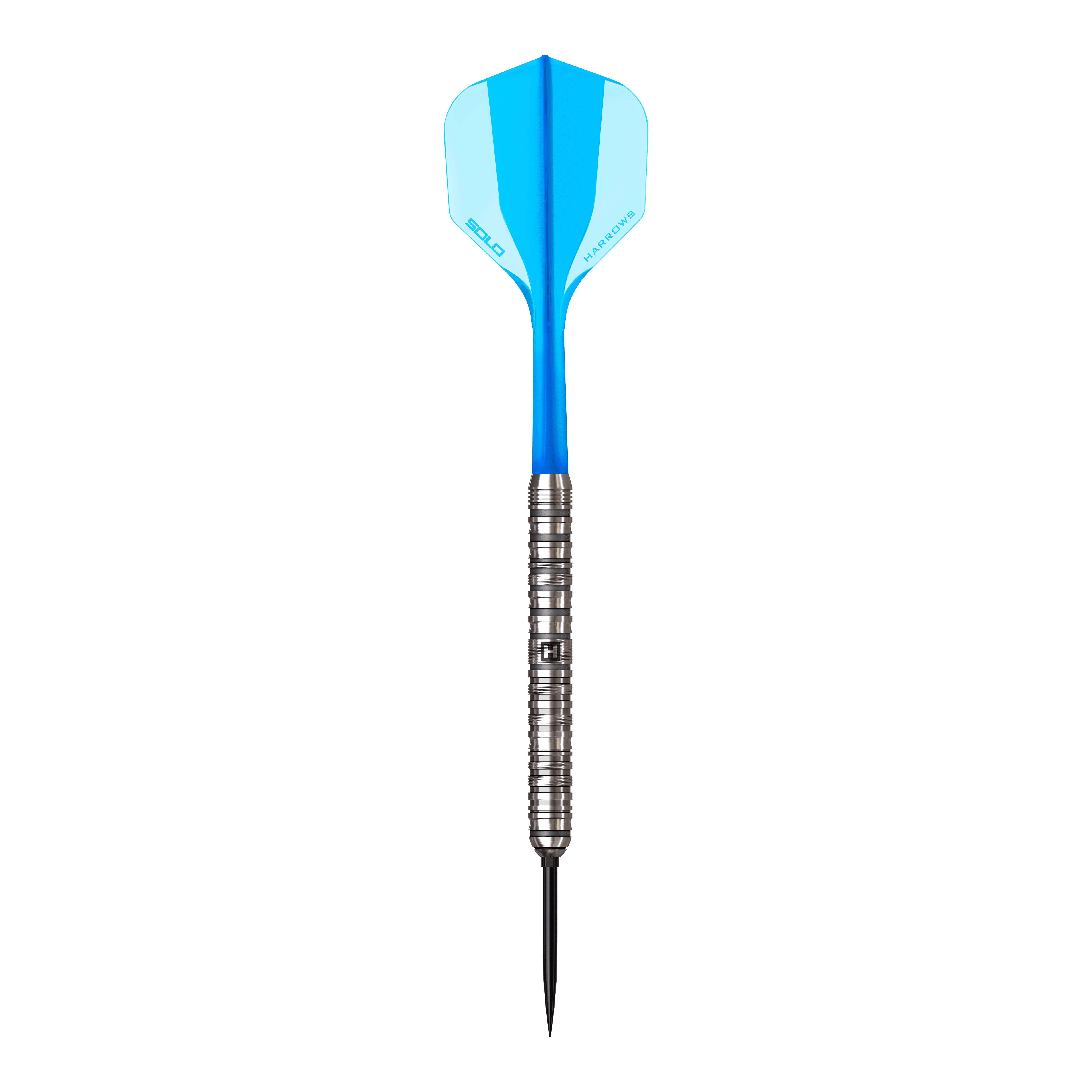 Harrows Flux Quick Point Steeldarts Ein Steeldart aus der Flux Parallel QuickPoint Serie ist zu sehen. Er ist schlank und silberfarben.