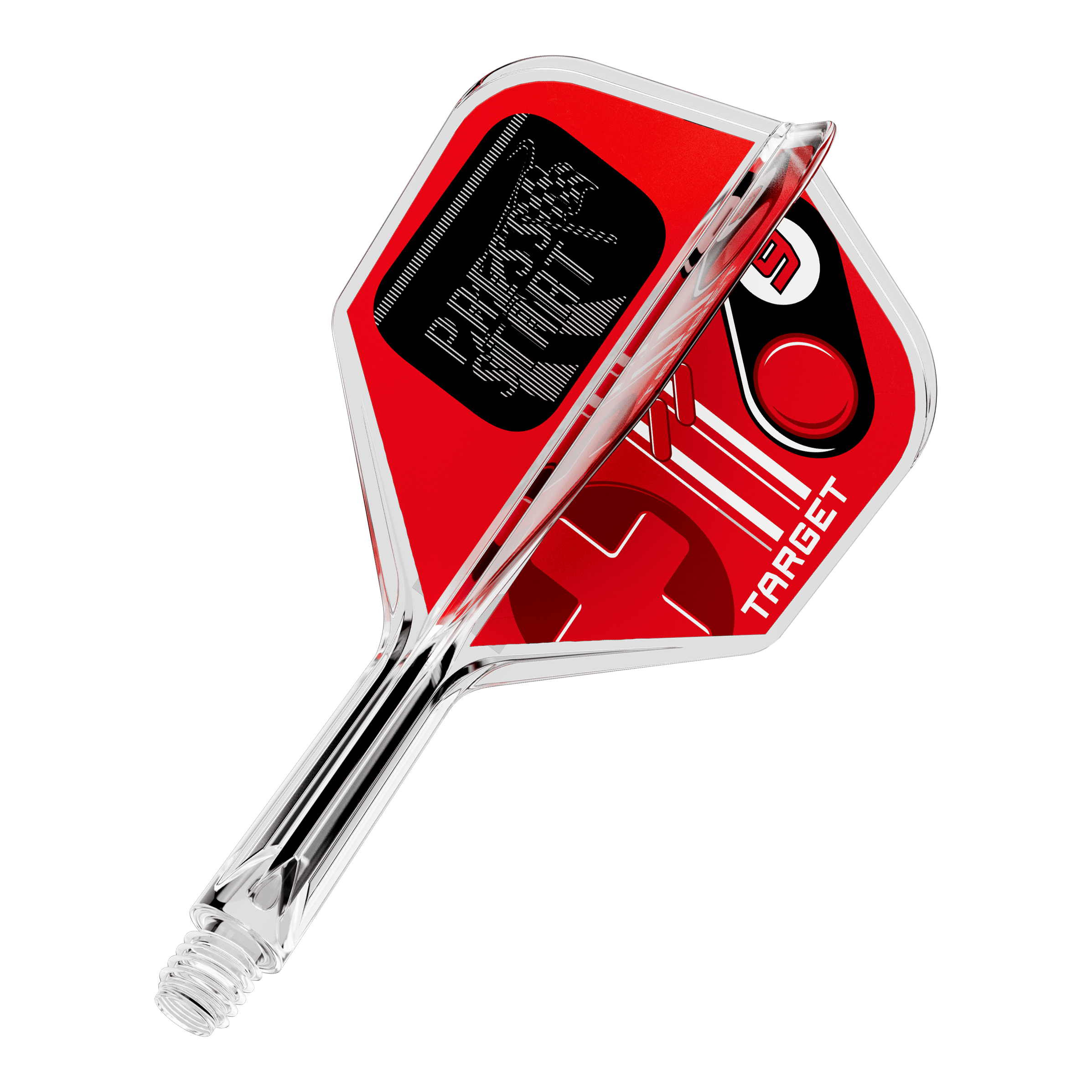 Target K-Flex Press Start No6 Flights Gezeigt wird das Produkt 410582_Target_K-Flex_PressStart_No6_Flights_19mm_1. Es scheint sich um ein einzelnes Dart-Zubehörteil, zum Beispiel einen Flight, zu handeln.