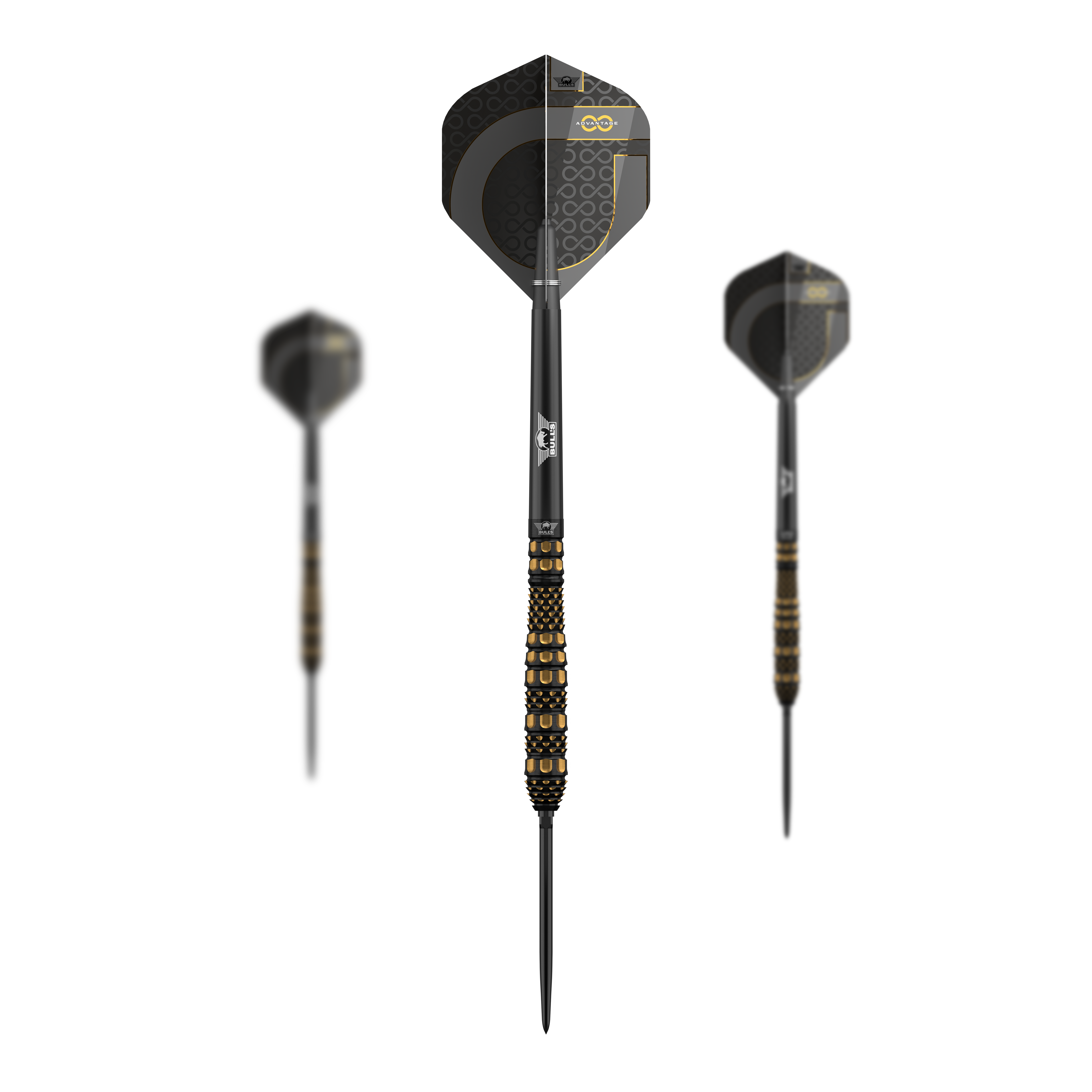Zu sehen ist das Set Bulls NL Advantage 95 Torp Convertible Point Steeldarts. Es sind mehrere Darts enthalten.