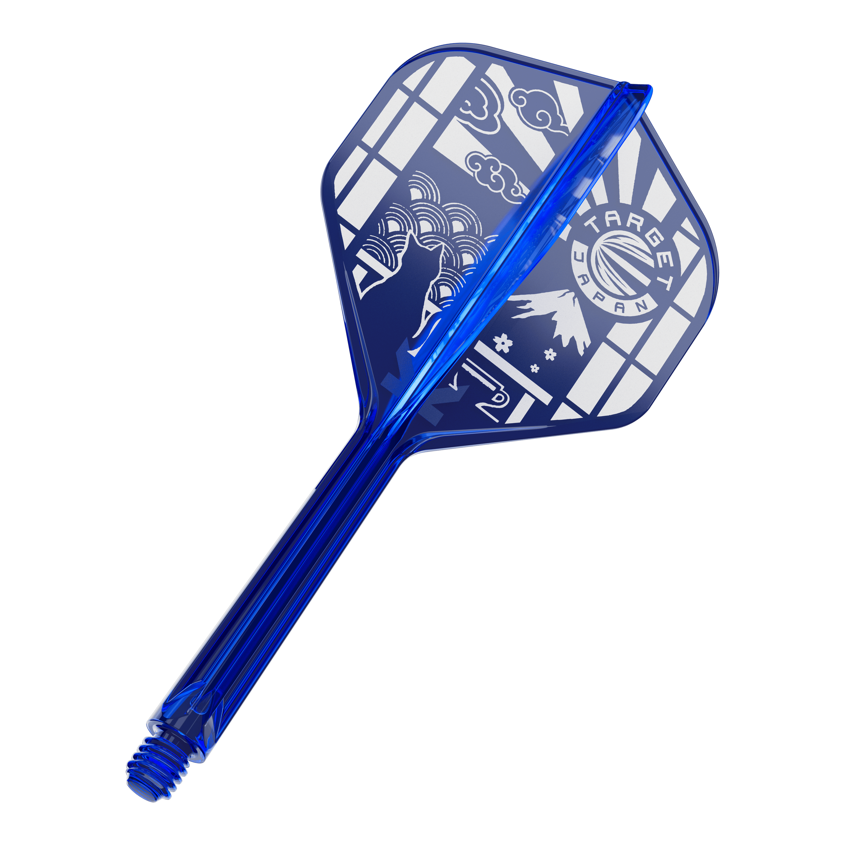 Hier ist ein Target Japan K-Flex Blue Limited No2 Flights 33mm zu sehen. Die Abbildung zeigt die blaue Variante dieses Dartflights.