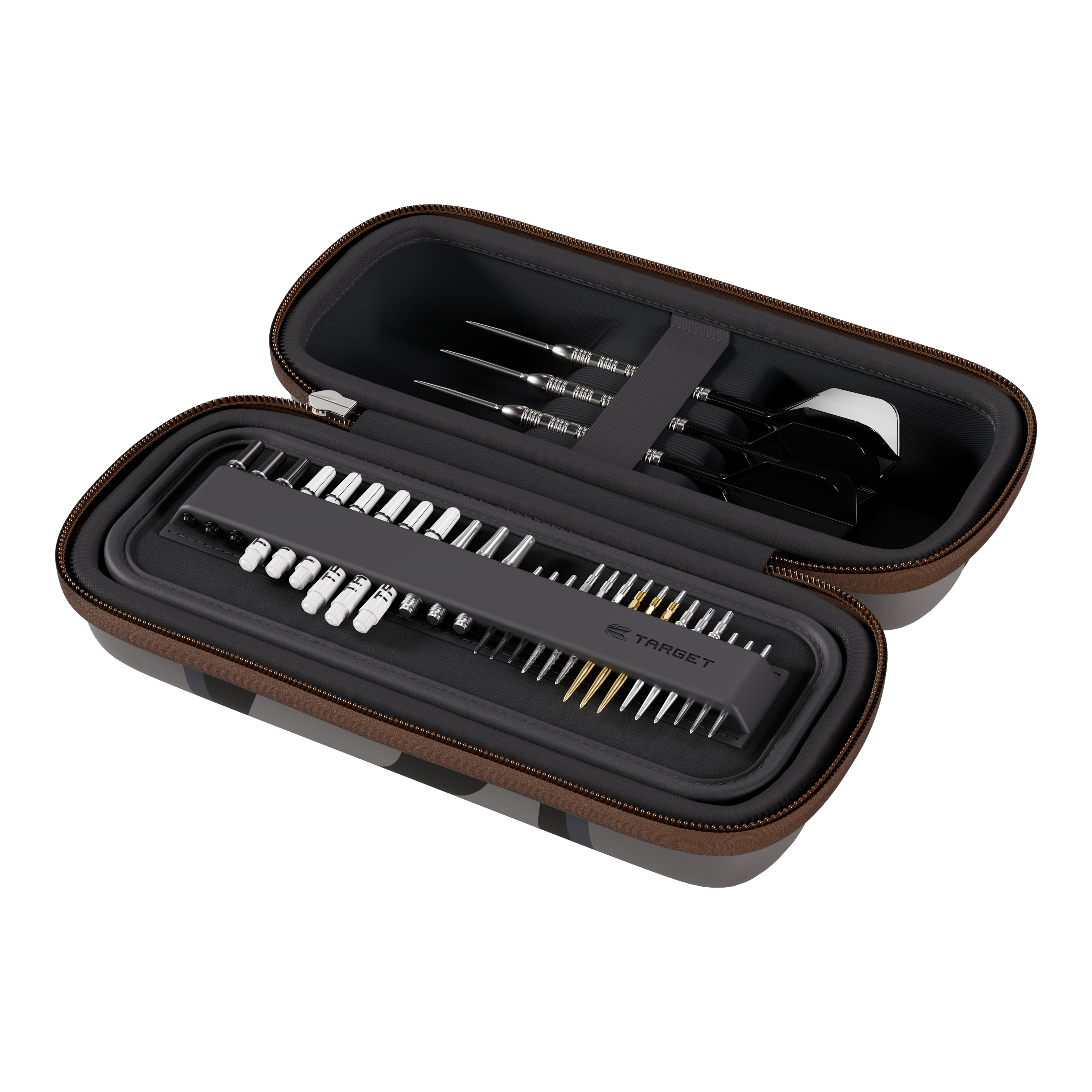 Hier sieht man das Target Star Wars Boa Dartcase - Mandalorian. Dieses Dartcase zeigt ein Mandalorian-Motiv aus dem Star Wars Universum.