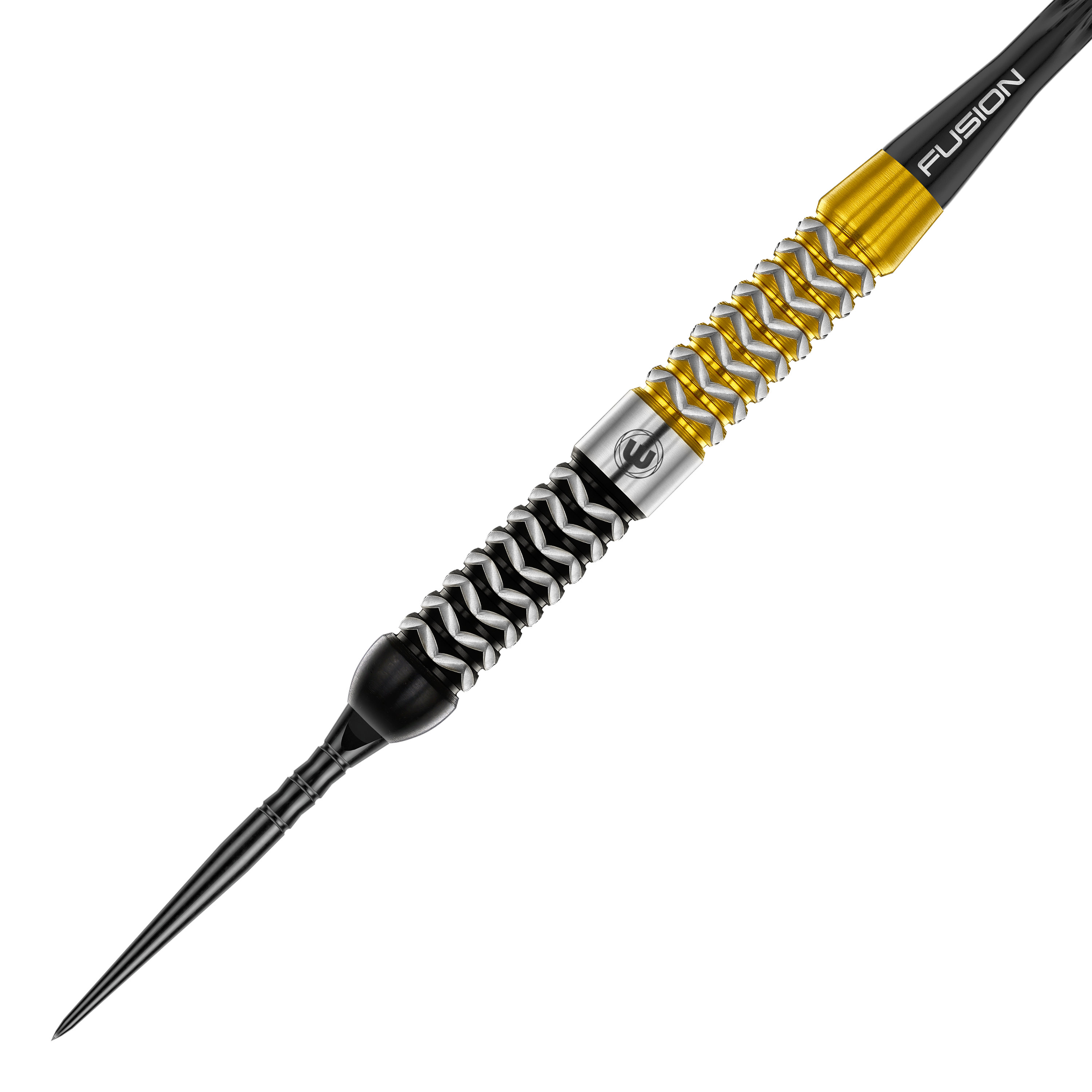 Auf dem Foto sieht man die Winmau Exion Parallel Switch Point Steeldarts aus einer anderen Perspektive. Sie zeichnen sich durch ihr modernes Design aus.