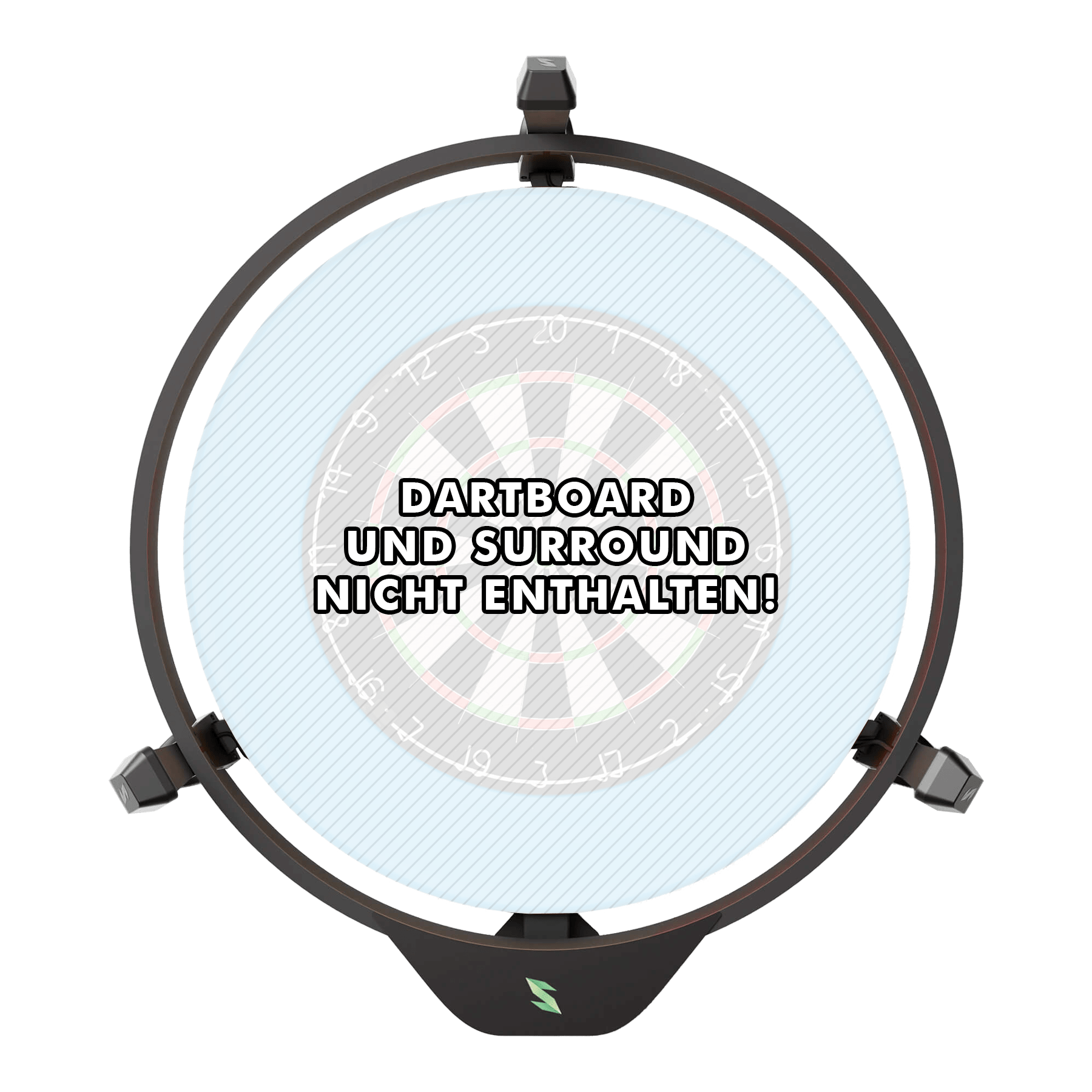 Scolia Home 2 FLEX - Electronic Autoscoring System with Lighting Ring 2026 Das Bild zeigt das Produkt "Scolia Home 2 FLEX - Electronic Score System mit Beleuchtungsring". In der Mitte steht der Hinweis: "Dartboard und Surround nicht enthalten!"