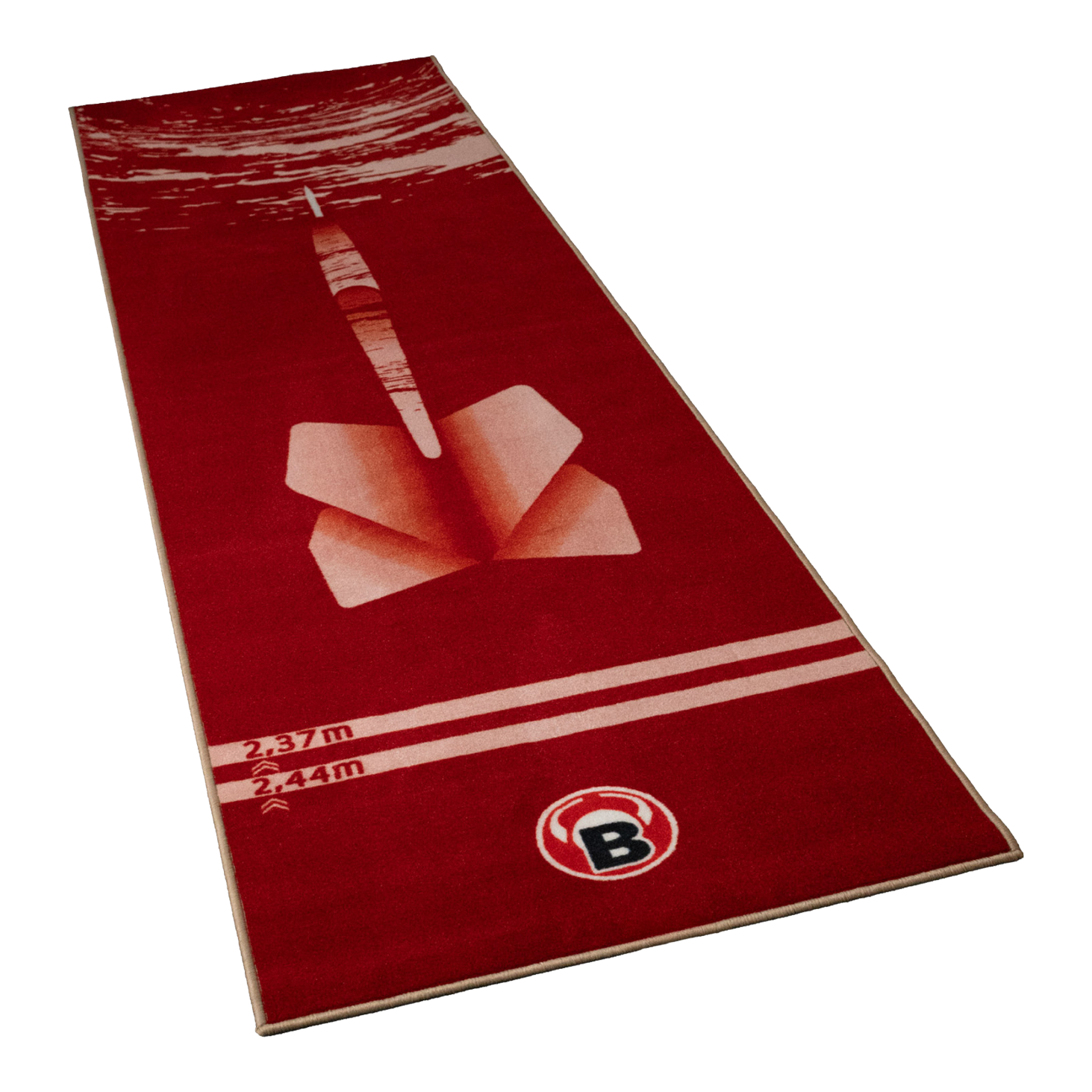 Beazd Carpet-Mat Carpet 180 - Red Abgebildet ist der Beazd Carpet-Mat Teppich 180 in Rot. Er dient als Schutzmatte für den Wurfbereich beim Dart.