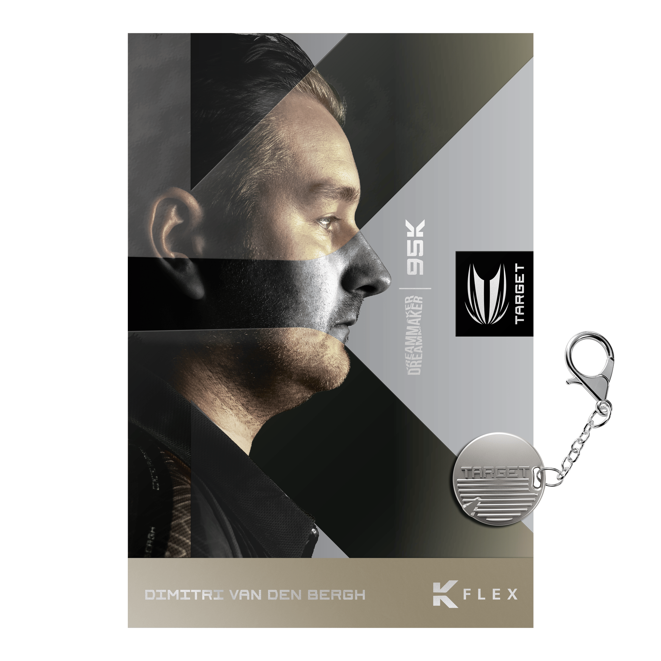 Target Dimitri Van Den Bergh 95K Swiss Point Steel Darts Target Dimitri Van Den Bergh 95K Swiss Point Steeldarts werden angezeigt. Das Bild zeigt das Aussehen und Design der Steeldarts.