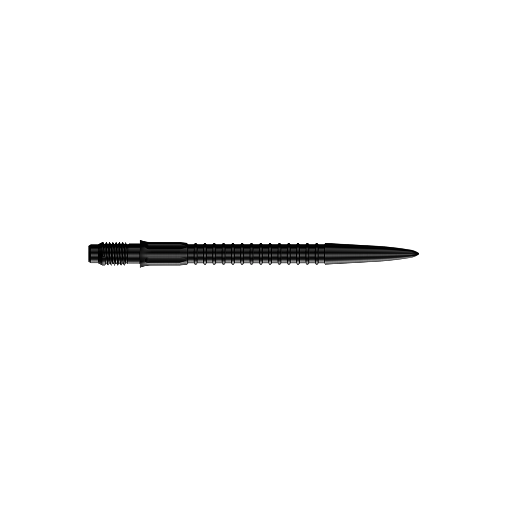 Mission R2.5 Rapid Point GV1 Dart Tips - Black Zu sehen sind schwarze Dartspitzen für Darts. Die Spitzen haben eine Länge von 30 mm.