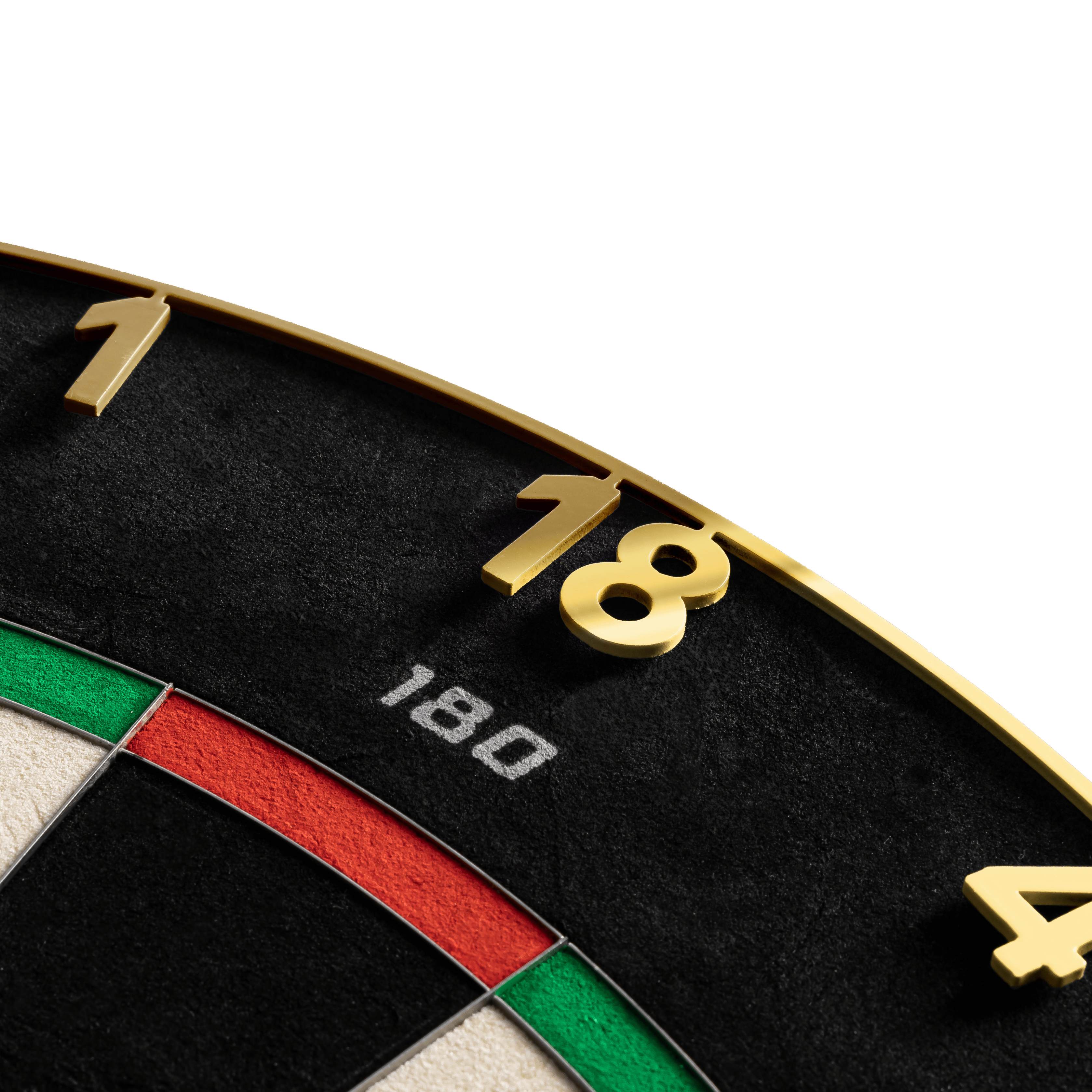 Precise 180 Endorphine Steel Dartboard with Numbered Ring - Gold Hier sieht man das Precise 180 Endorphine Steeldartboard mit Nummernring in Gold. Die goldene Dartscheibe ist für präzises Spielen konzipiert.