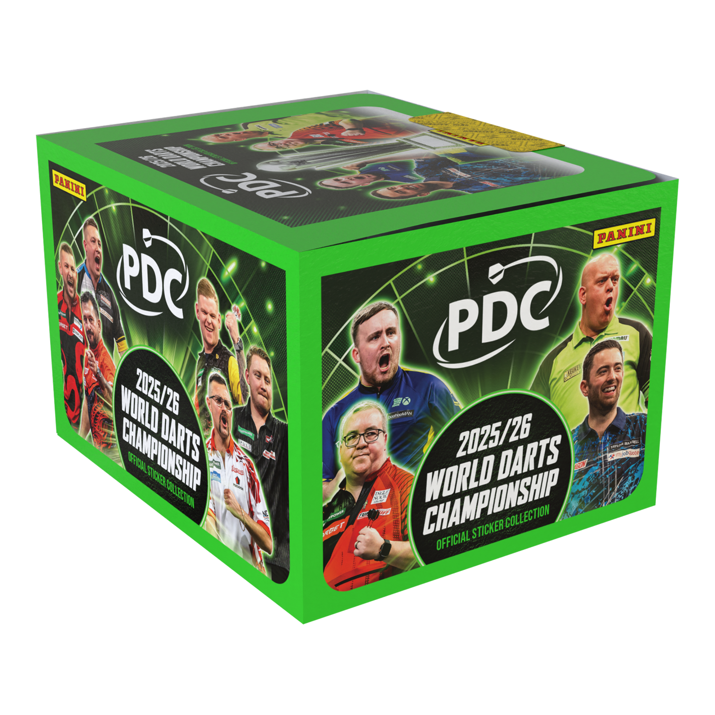 Panini PDC World Darts Championship 2025/26 - Softcover Bundle with a sticker box Hier abgebildet ist noch einmal das Panini PDC World Darts Championship 2025/26 Softcover Bundle mit einer Stickerbox. Das Bundle ist ideal für Stickersammler der Darts-Weltmeisterschaft.