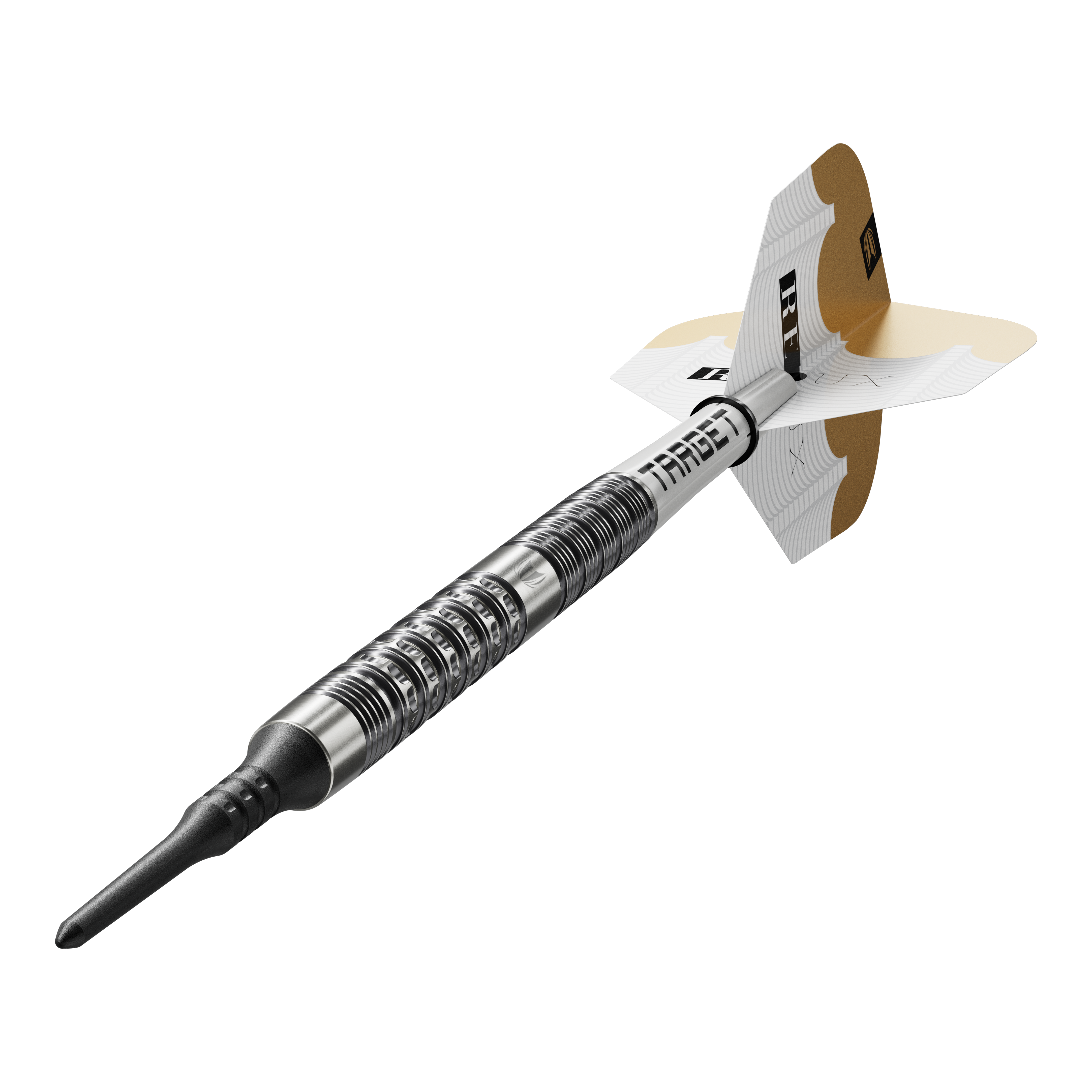 Das Produkt Target Redux 10 Softdarts - 18g wird hier dargestellt. Die Softdarts sind silberfarben und wiegen 18 Gramm.