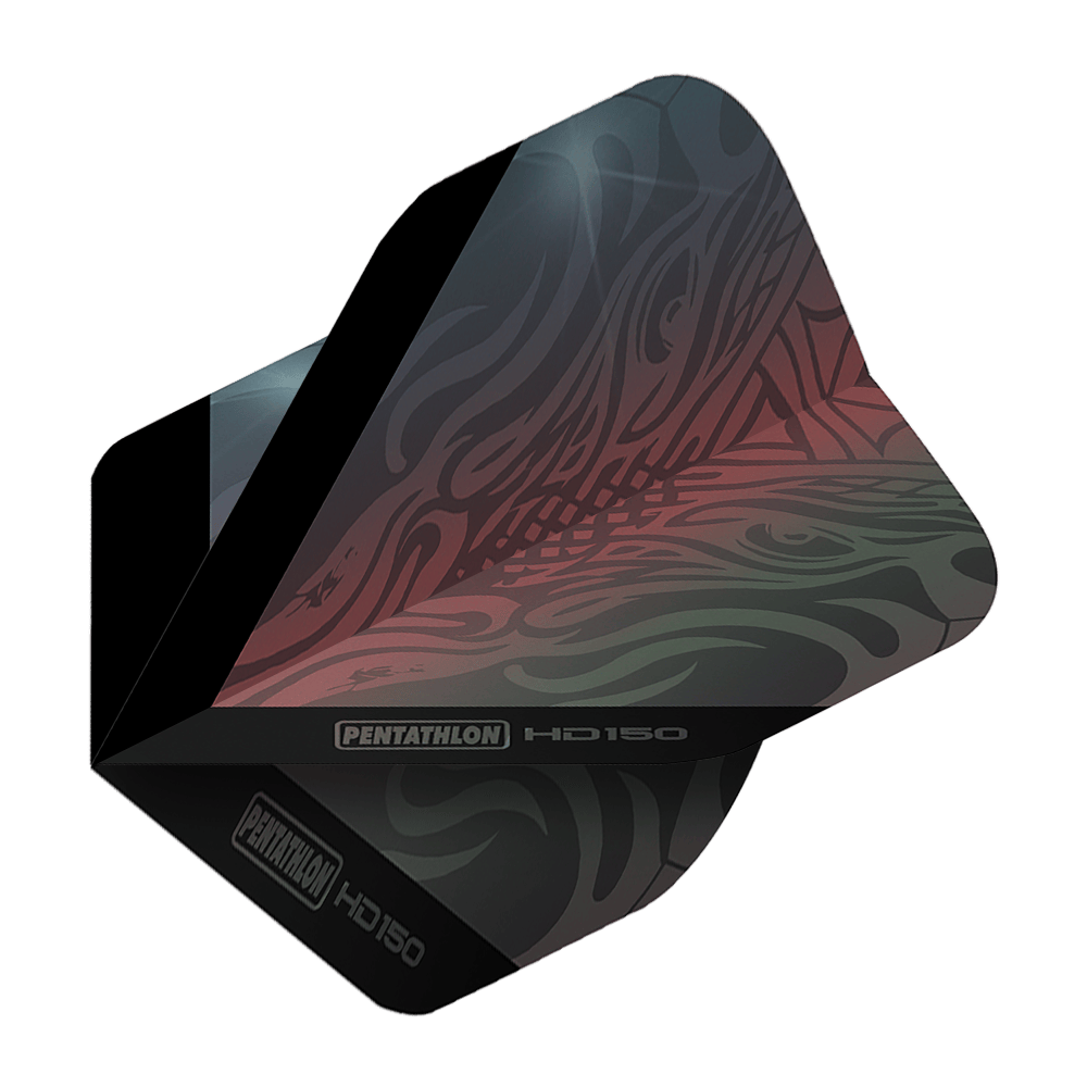 Pentathlon HD150 Metallic Gray Standard Flights Das Bild zeigt das Produkt "Pentathlon HD150 Metallic Grau Standard Flights". Das Flight hat ein modernes, grau-metallisches Design mit stilvollen Mustern.