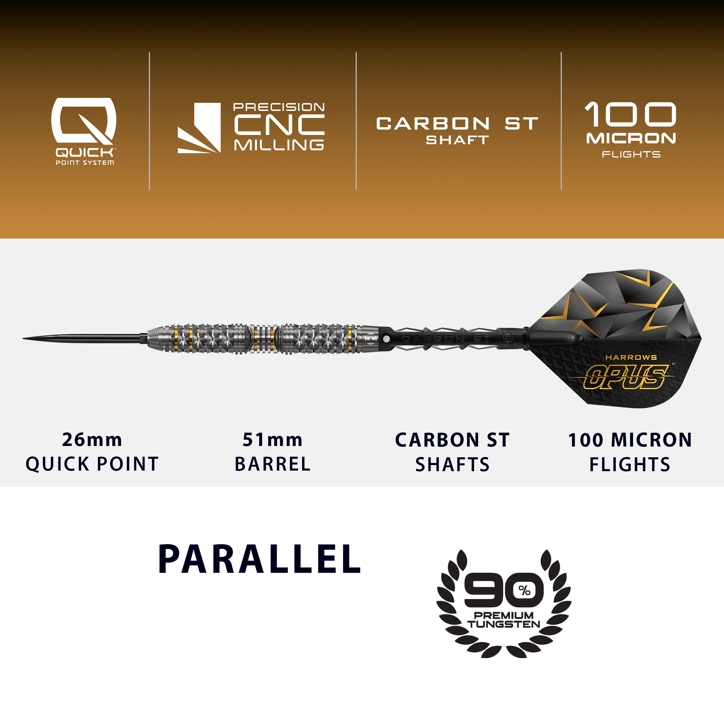 Das Bild präsentiert die Harrows Opus Quick Point Steeldarts - 23g. Sie zeichnen sich durch ihre hochwertige Verarbeitung aus.