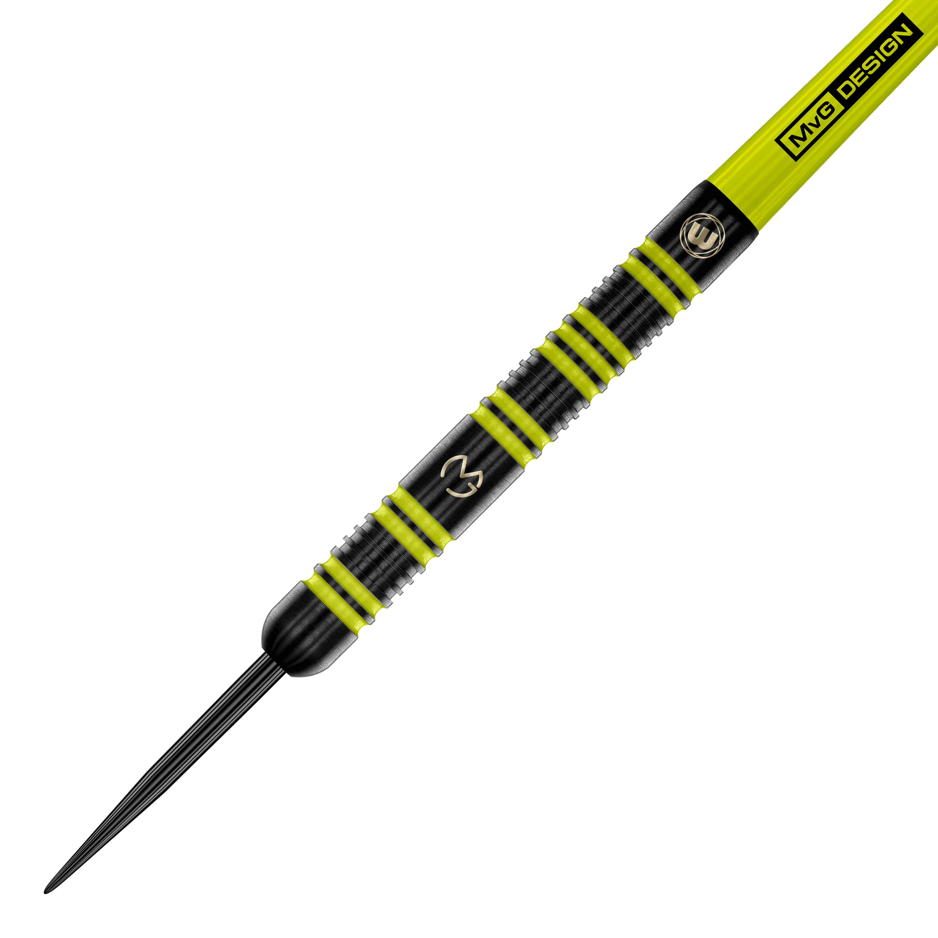 Winmau Michael Van Gerwen 85 Pro-Series steel darts Das Produkt Winmau Michael Van Gerwen 85 Pro-Series Steeldarts ist zu sehen. Mehrere Darts sind nebeneinander angeordnet.