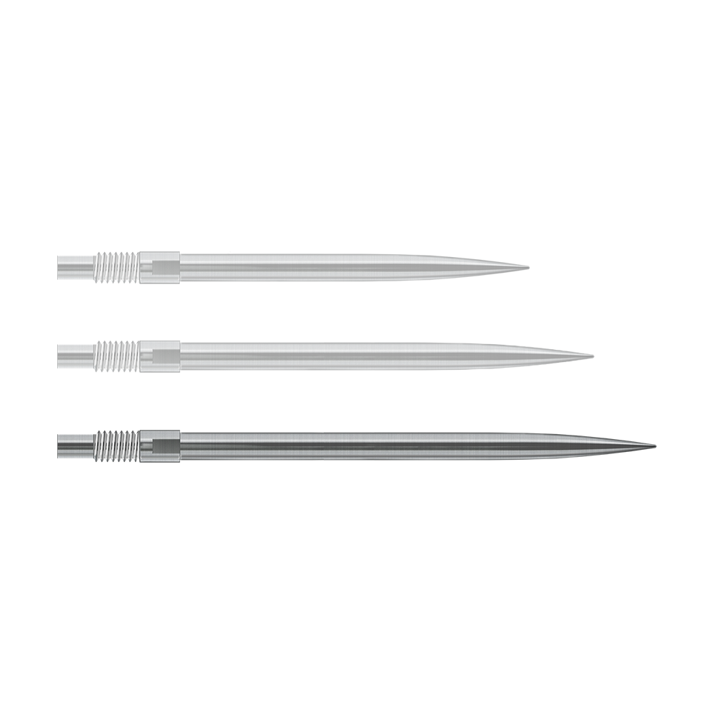 Abgebildet sind wahrscheinlich silberne Dartspitzen von Harrows mit einer Länge von 40mm. Die Datei heißt 'QP23950_Harrows_QuickPoint_Dartspitzen_Silber_40mm_1'.
