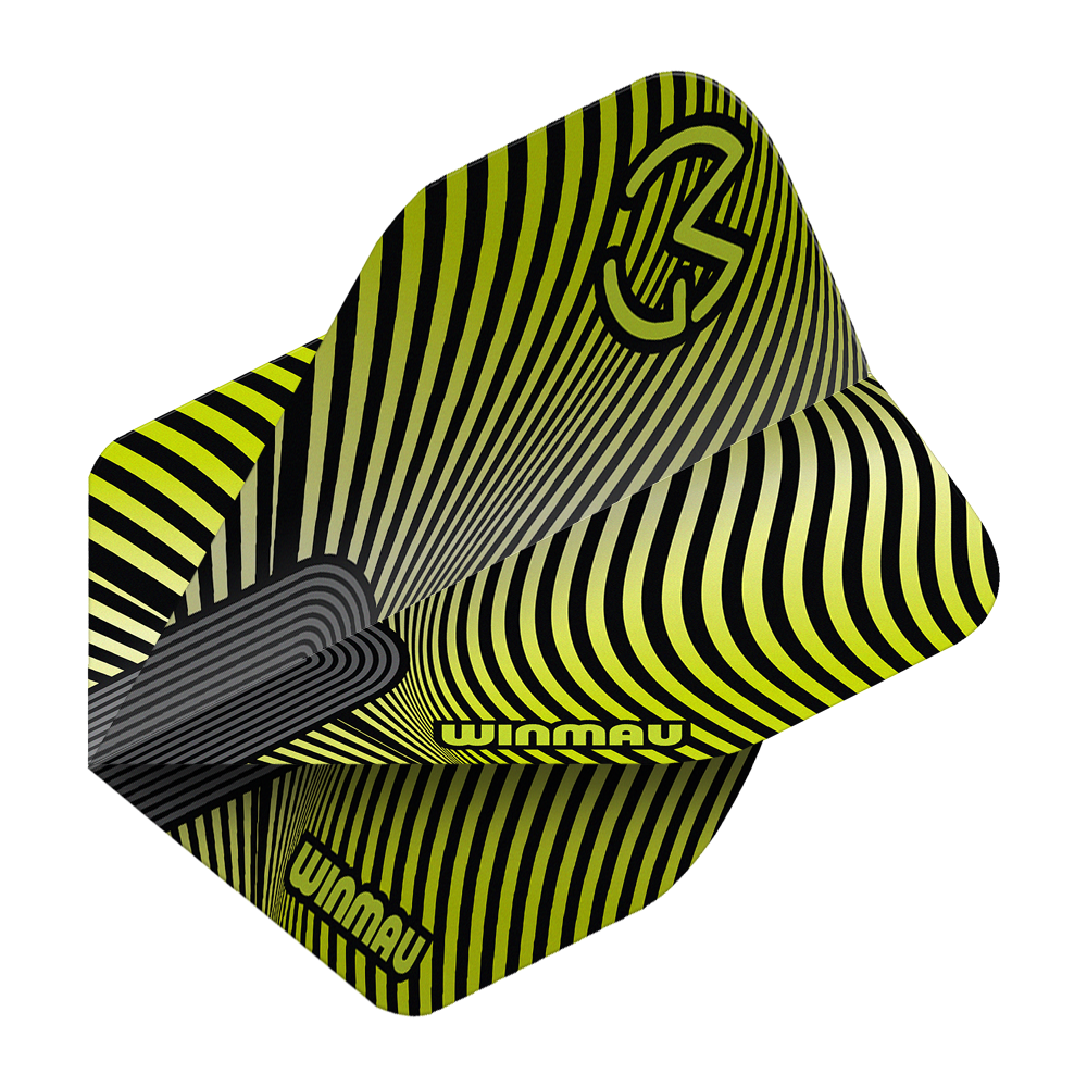 Hier sieht man die Winmau Prism Delta MvG Green Black No2 Standard Flights. Diese Dartflights verfügen über ein grünes und schwarzes Farbkonzept.