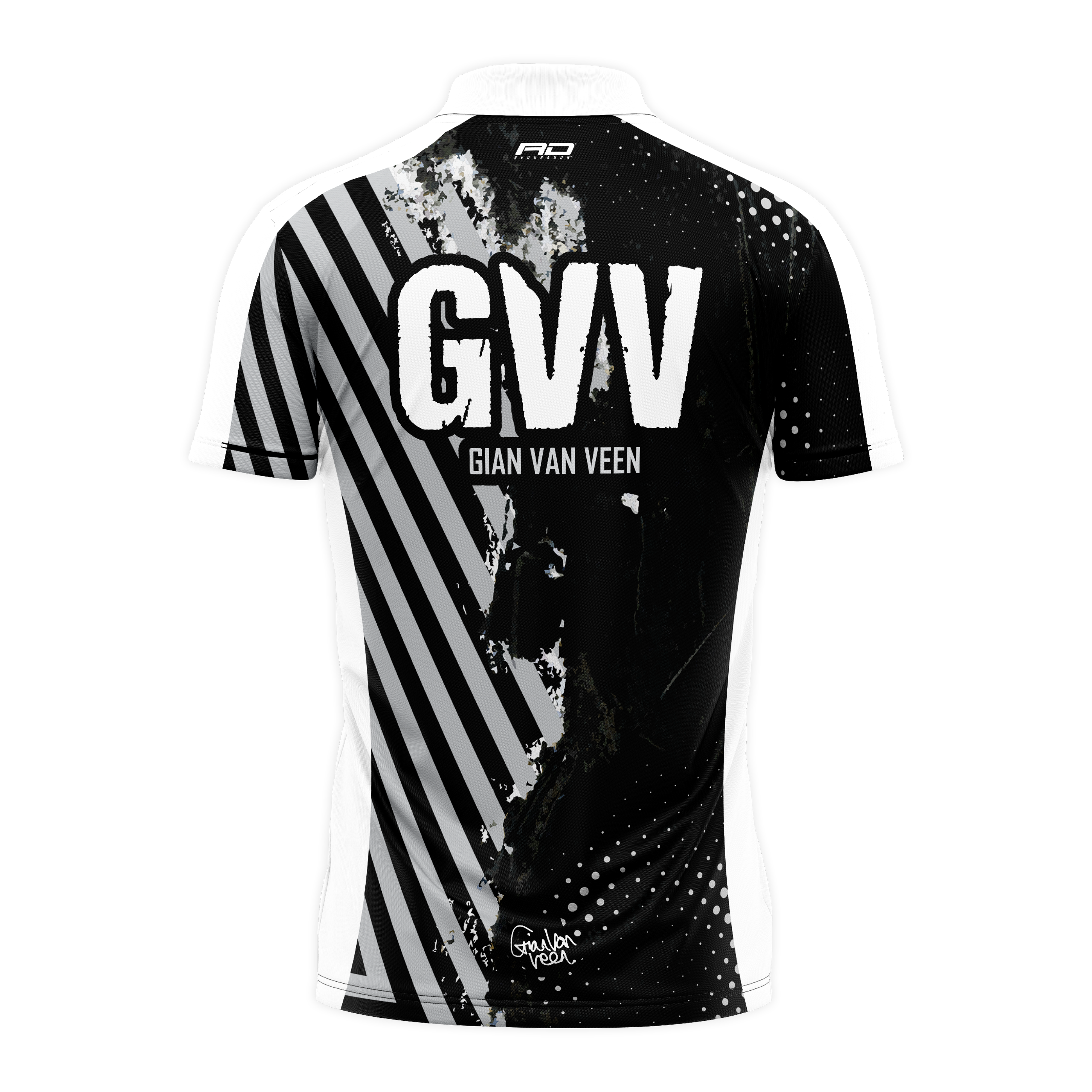 Red Dragon Gian Van Veen Limited Edition dart shirt Red Dragon Gian Van Veen Limited Edition Dartshirt präsentiert sich auf dem Bild. Das Dartshirt ist eine exklusive Sonderedition.