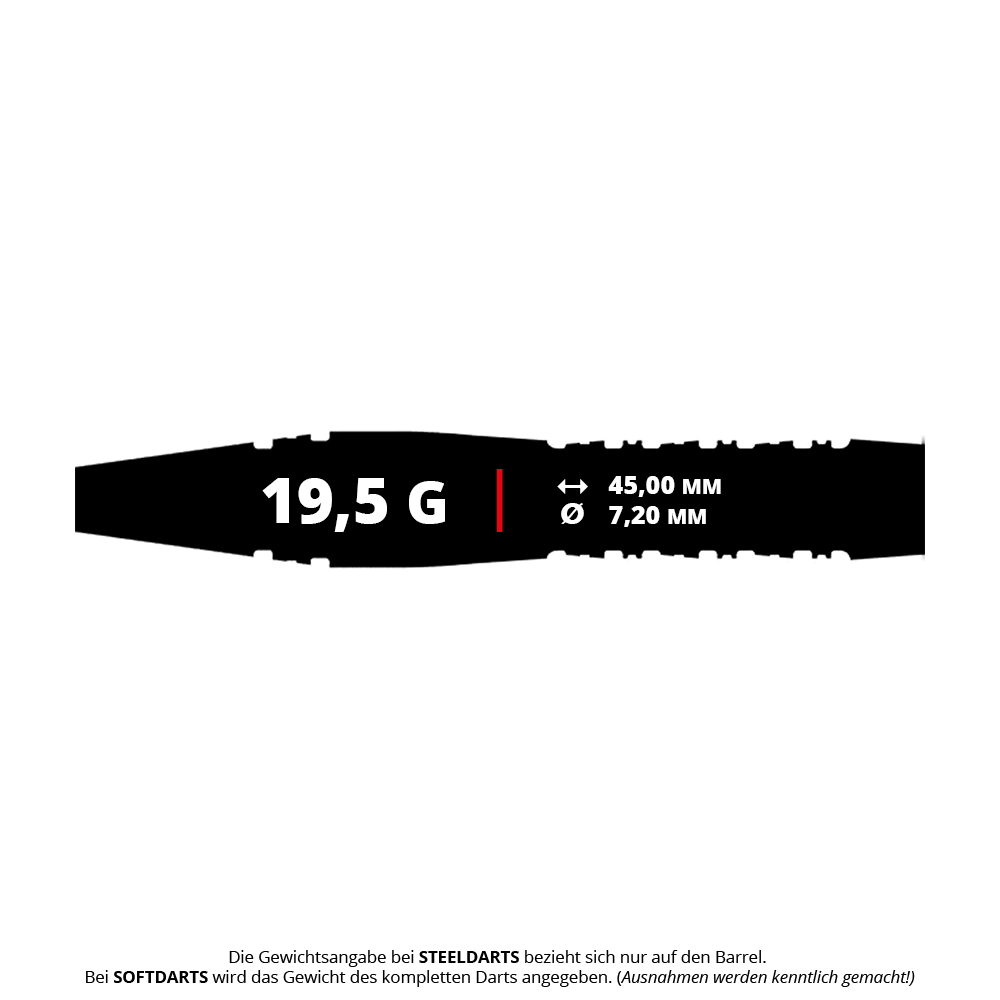 Caliburn Prisma P1 steel darts - 19.5g Caliburn Prisma Steeldarts mit einem Gewicht von 19,5g. Das Produkt ist für präzise Würfe beim Dartspiel geeignet.