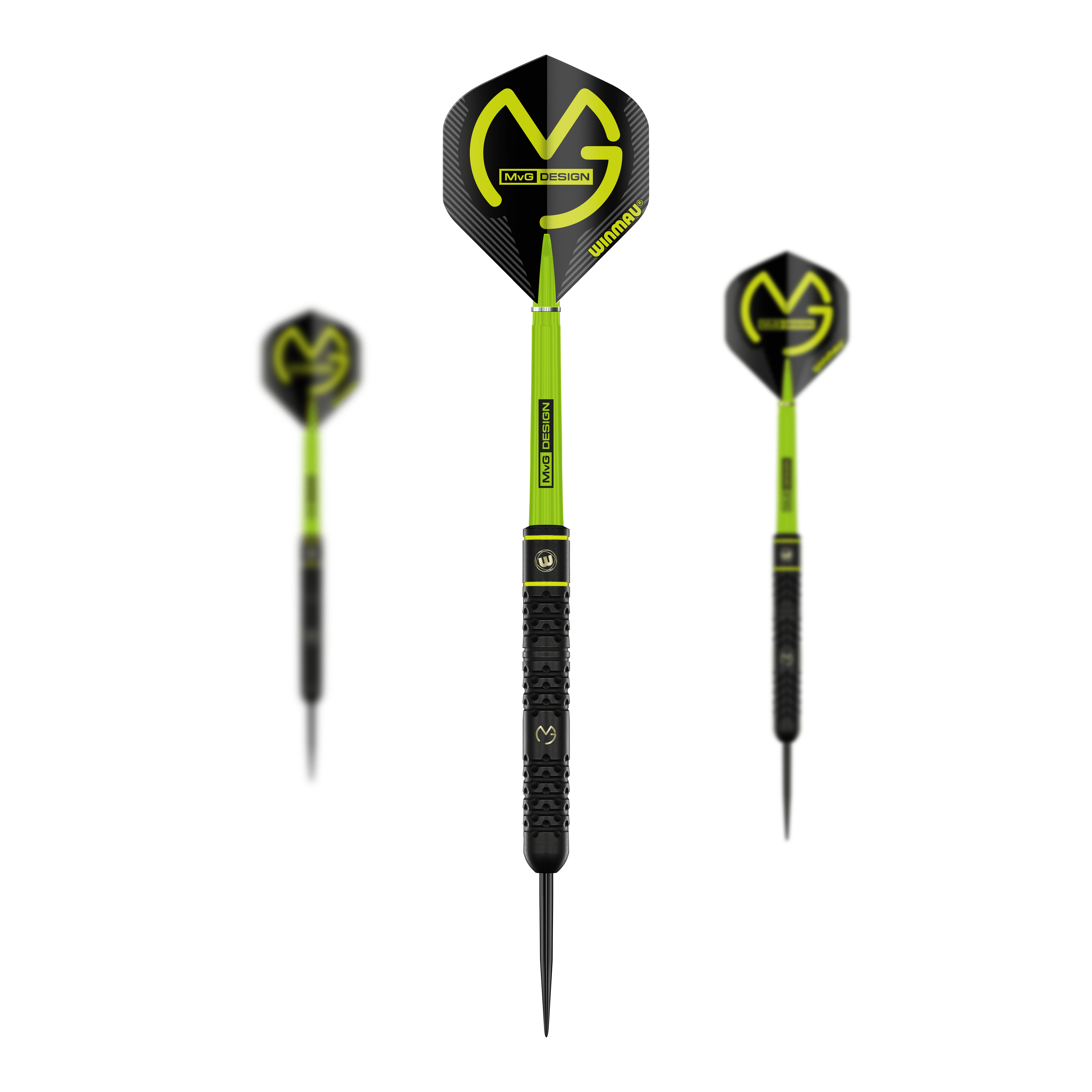 Winmau Michael Van Gerwen steel darts - 21 g Das Bild zeigt ein Set der Winmau Michael Van Gerwen Steeldarts mit 21 g. Das Set besteht aus mehreren hochwertigen Dartpfeilen.