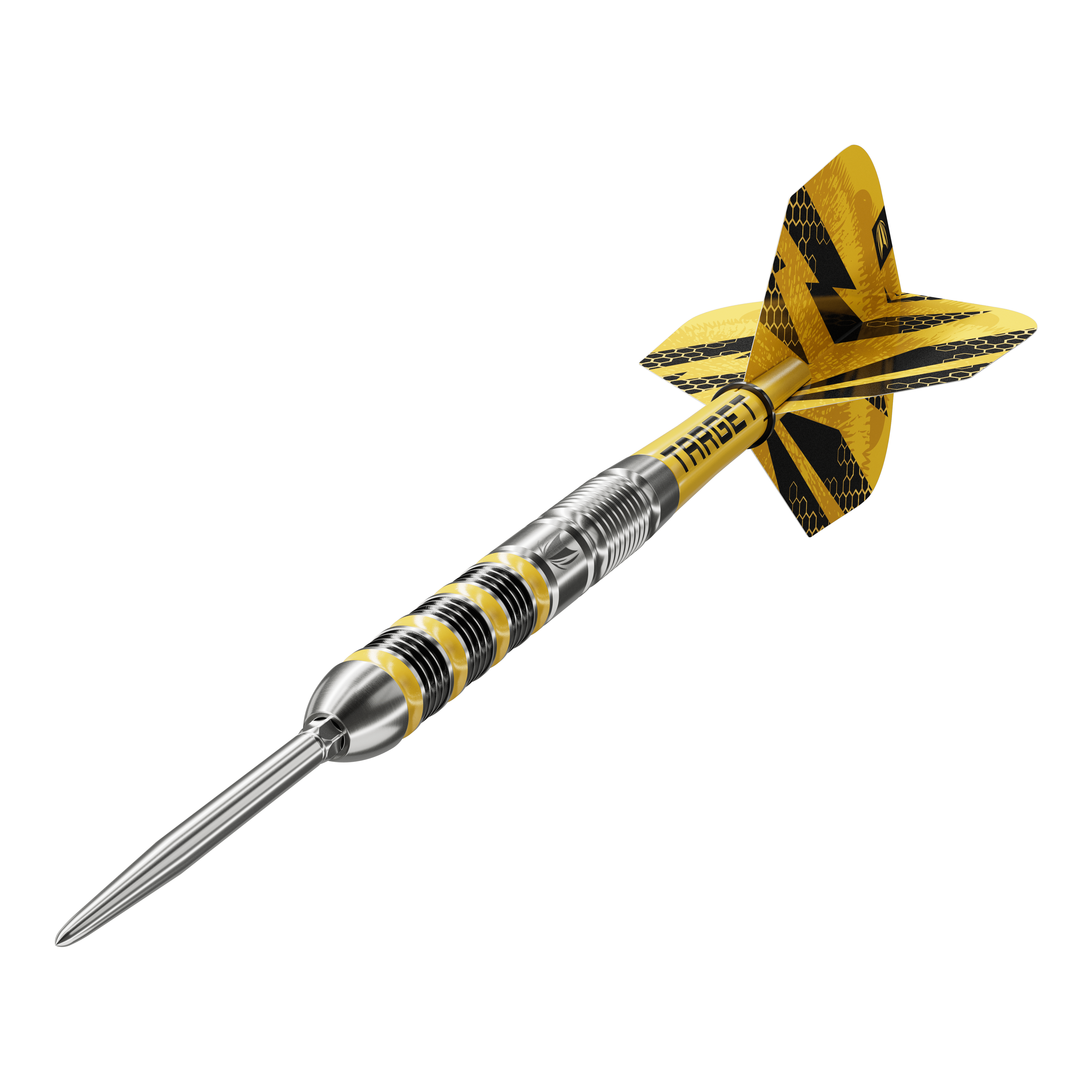 Das Foto zeigt Target Buzz 01 Swiss Points Steeldarts. Sie bieten eine gute Griffigkeit und Präzision beim Wurf.
