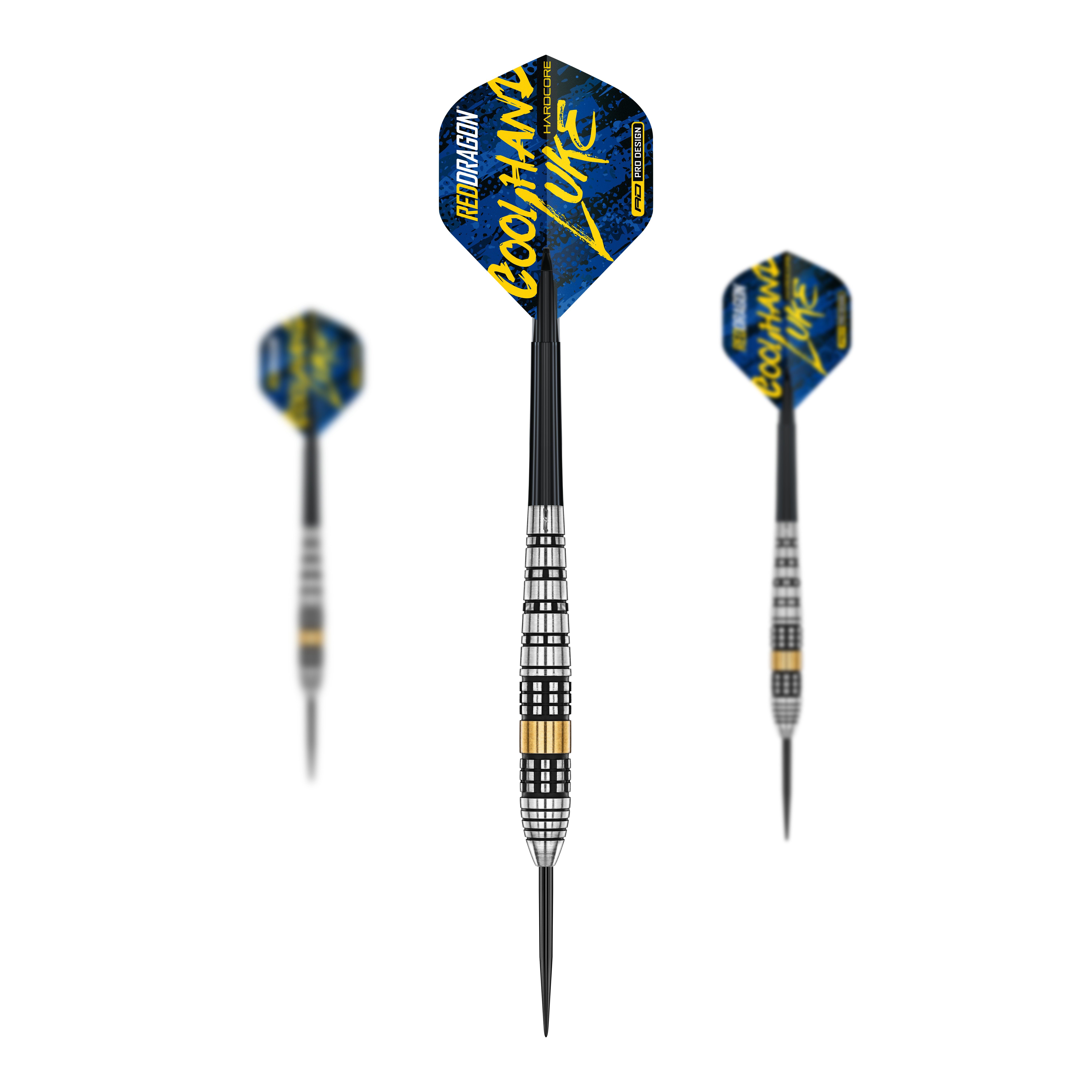 Red Dragon Luke Humphries Brass Steel Darts - 21 g Red Dragon Luke Humphries Brass Steeldarts - 21 g ist ein Set von Dartpfeilen. Das Bild präsentiert das komplette Set aus mehreren Pfeilen.