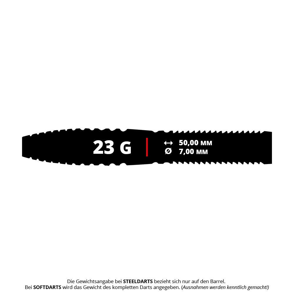 Unicorn Scale Suljovic The Gentle Steeldarts - 23g Das Bild zeigt die Unicorn Mensur Suljovic The Gentle Steeldarts mit einem Gewicht von 23g. Diese Darts sind nach dem Profi Mensur Suljovic benannt.