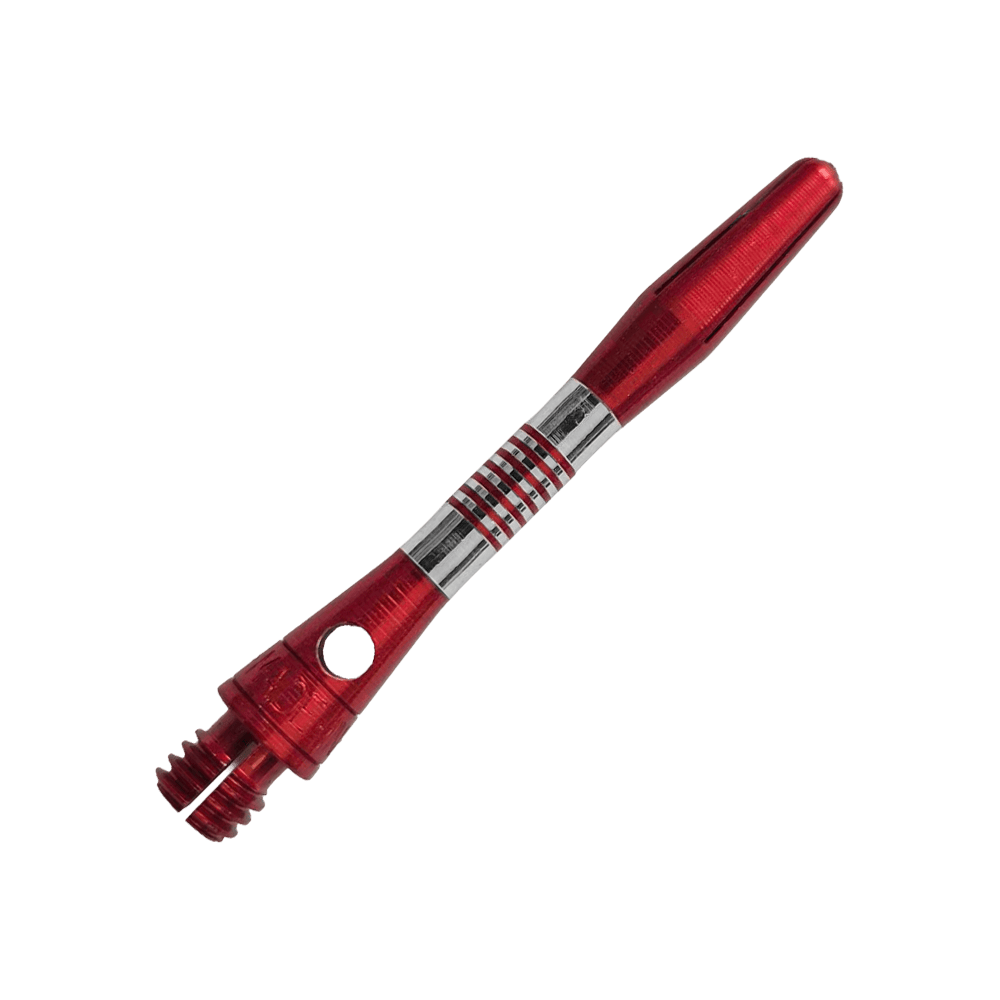 Bulls NL Cetra Aluminum Shafts - Red Gezeigt werden rote BullsNL Cetra Aluminium Shafts mit einer Länge von 34 mm. Das Produkt ist für das Dartspiel gedacht.