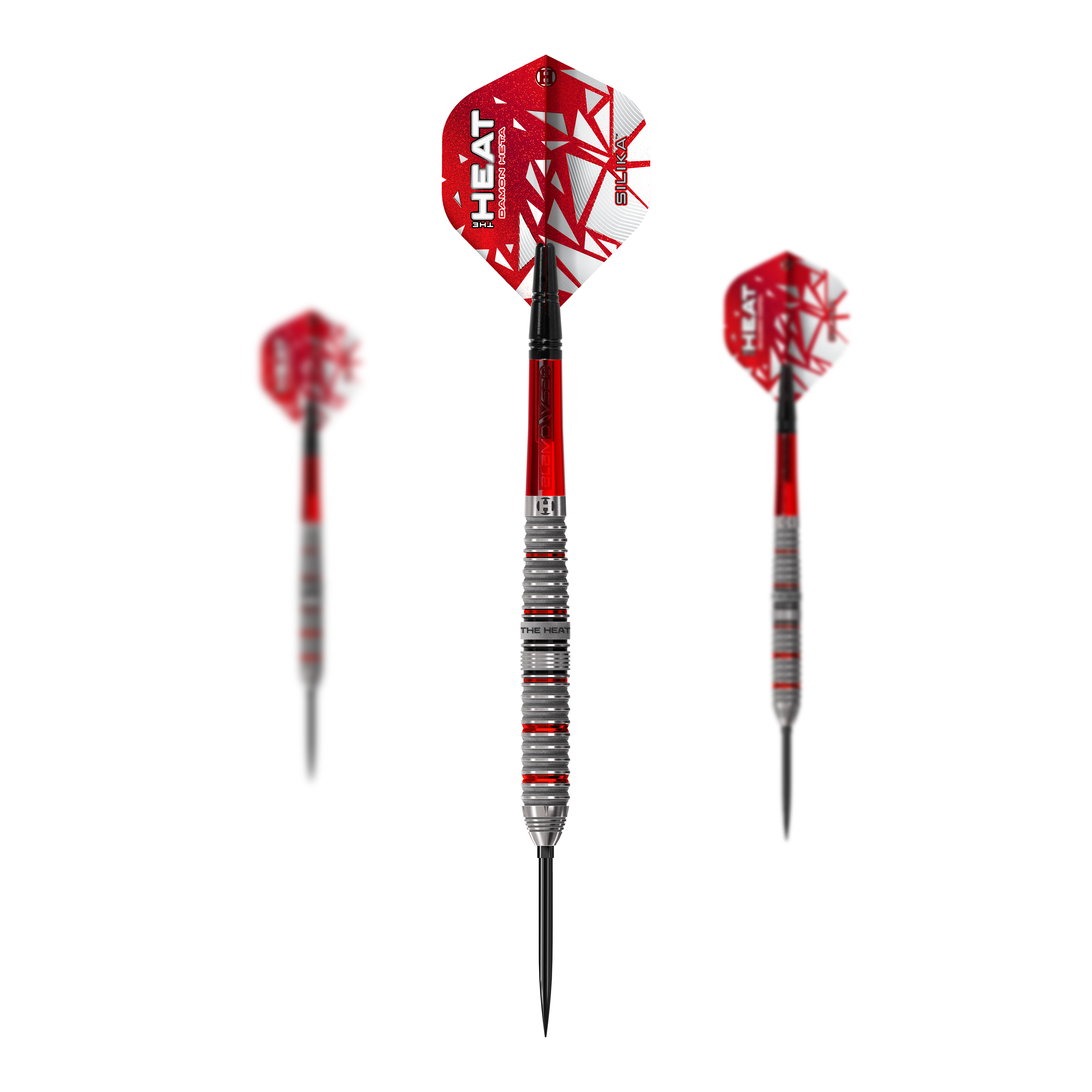 Harrow's Damon Heta Series 4 Quick Point steel darts Das Bild zeigt das Set Harrows Damon Heta Series 4 Quick Point Steeldarts. Es eignet sich ideal für ambitionierte Dartspieler und Profis.